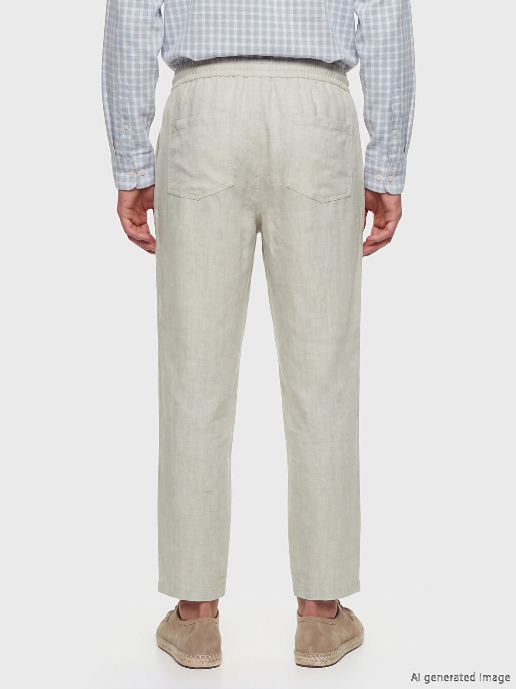 Regular Fit %100 Linen Men's Trousers-3