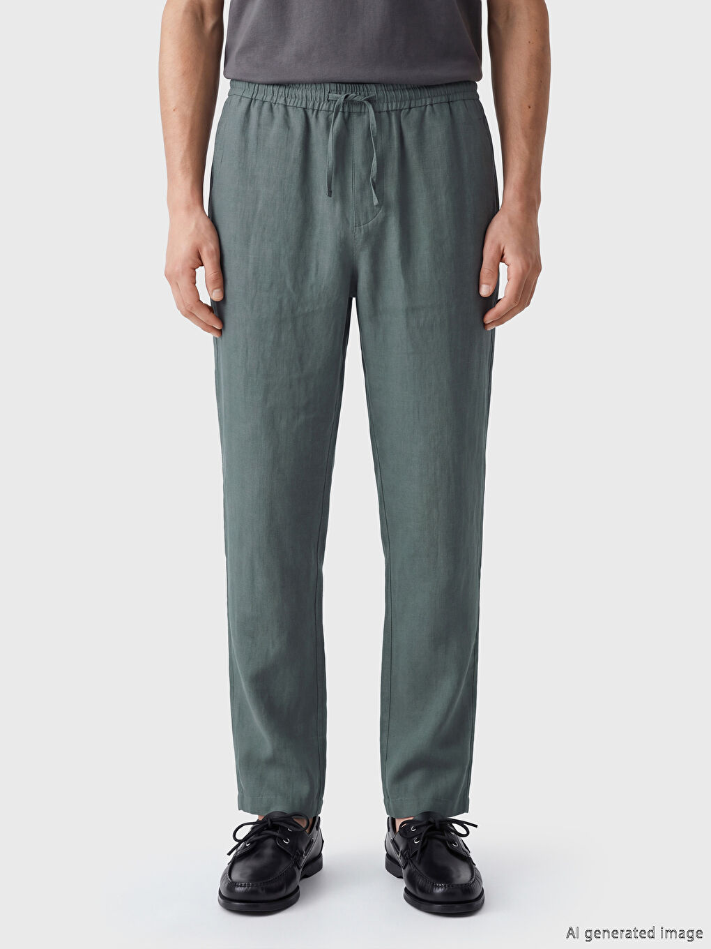 Regular Fit %100 Linen Men's Trousers-1