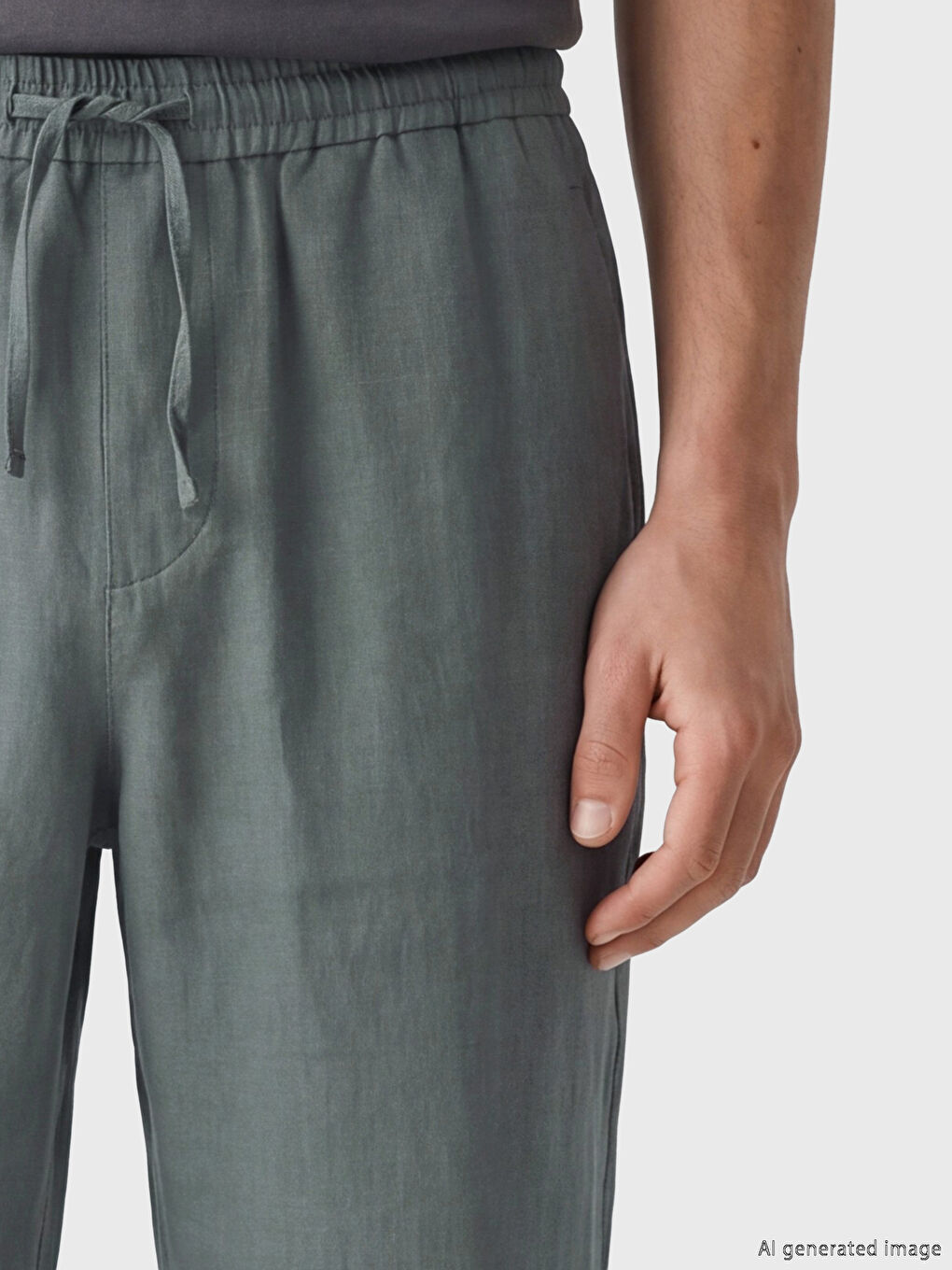 Regular Fit %100 Linen Men's Trousers-2