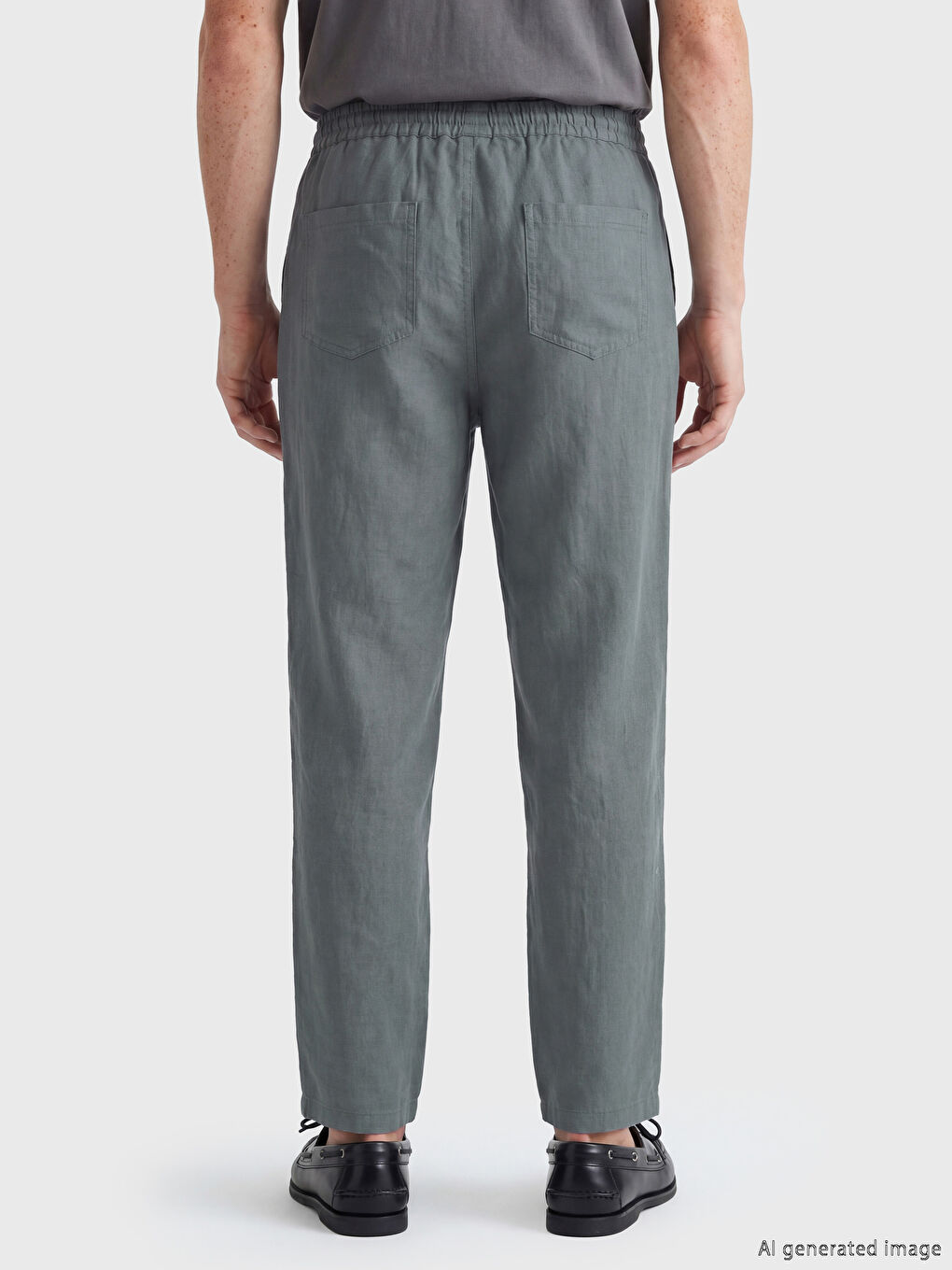 Regular Fit %100 Linen Men's Trousers-3