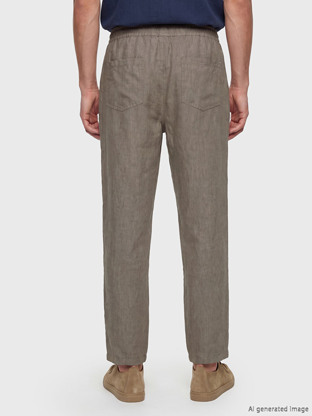 Regular Fit %100 Linen Men's Trousers-3
