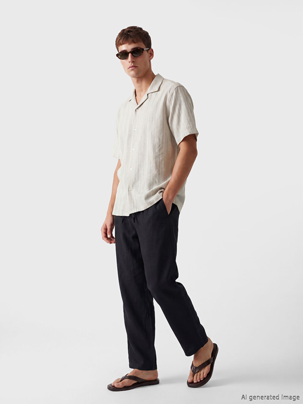 Regular Fit %100 Linen Men's Trousers