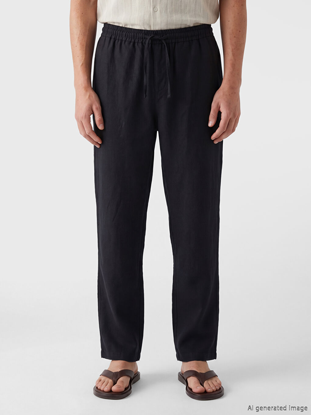 Regular Fit %100 Linen Men's Trousers-1
