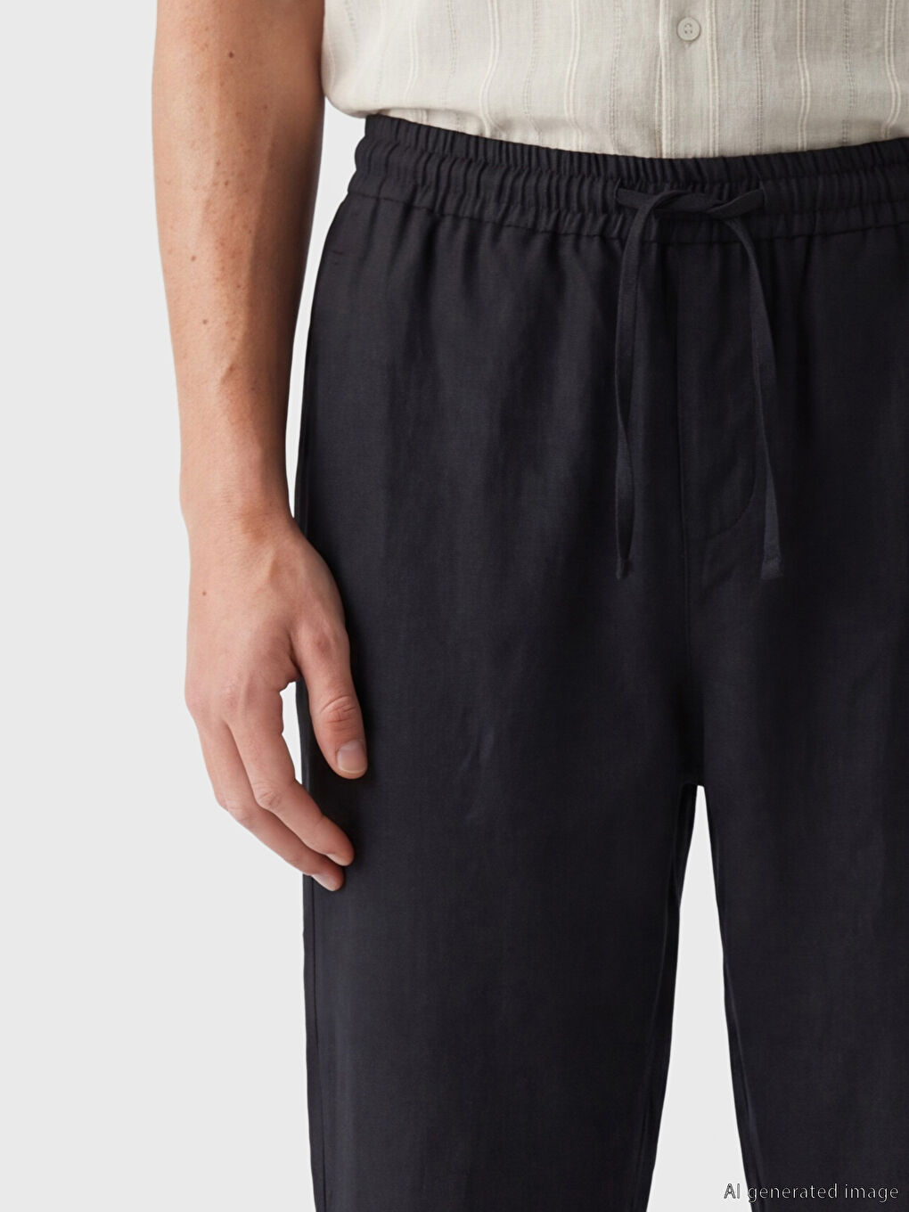 Regular Fit %100 Linen Men's Trousers-2
