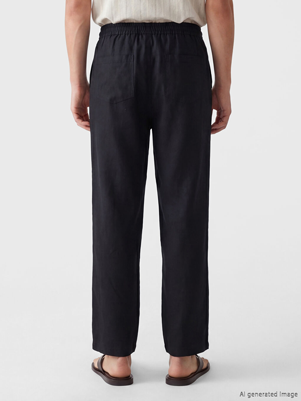 Regular Fit %100 Linen Men's Trousers-3