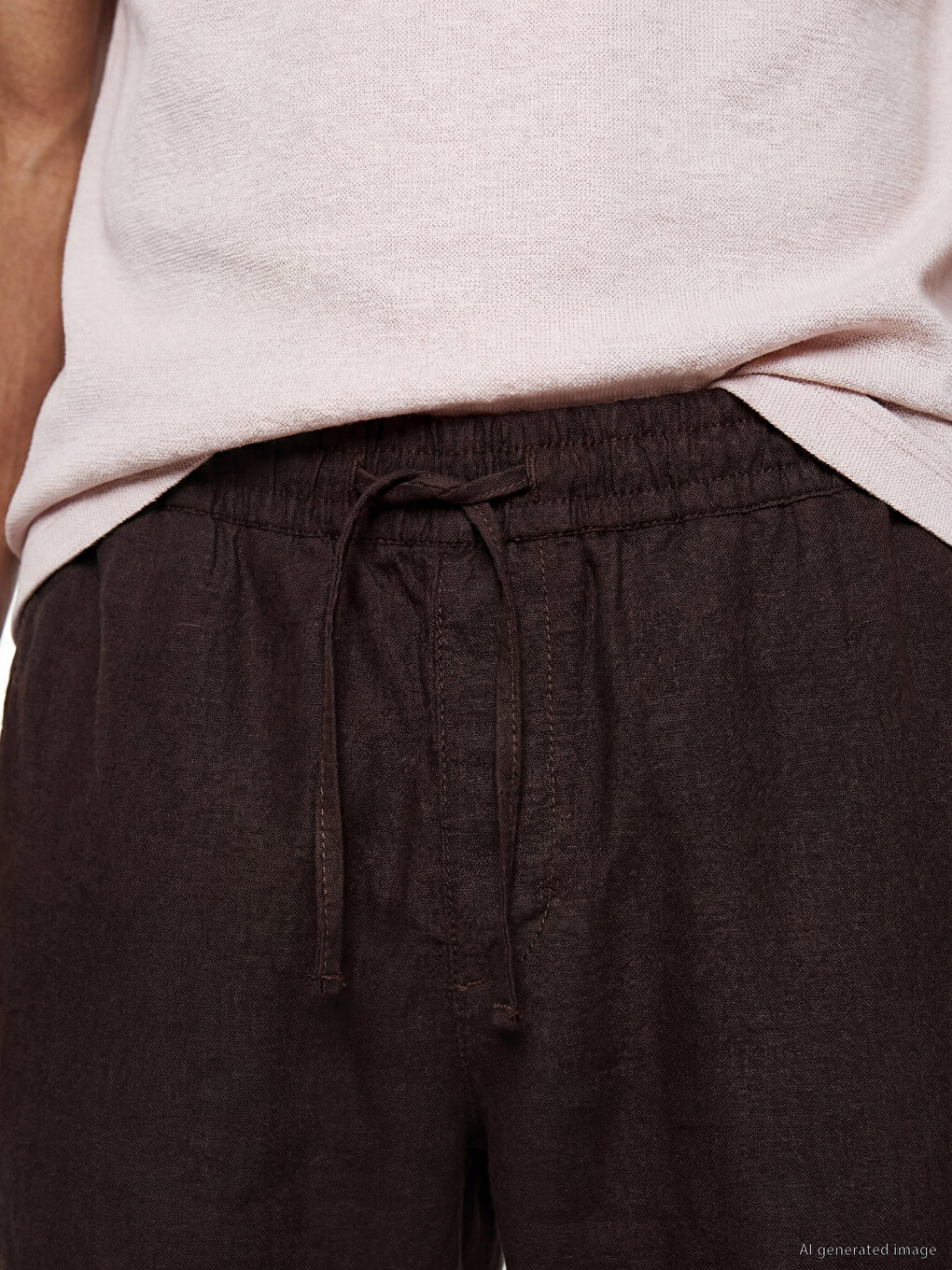 Kırmızı Regular Fit Erkek Keten Pantolon-2