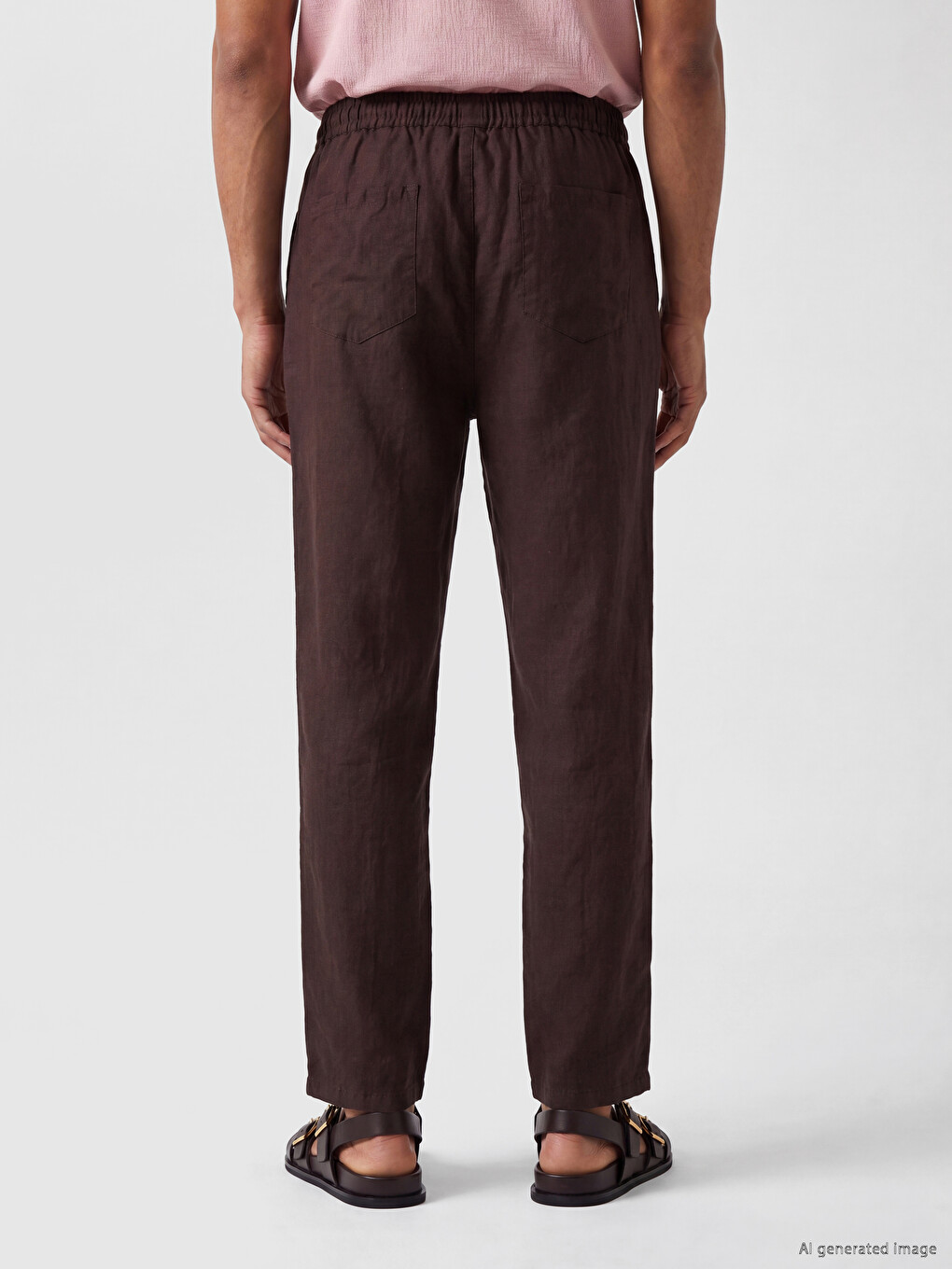 Kırmızı Regular Fit Erkek Keten Pantolon-3