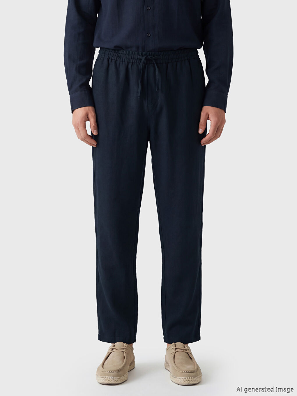 Regular Fit %100 Linen Men's Trousers-1