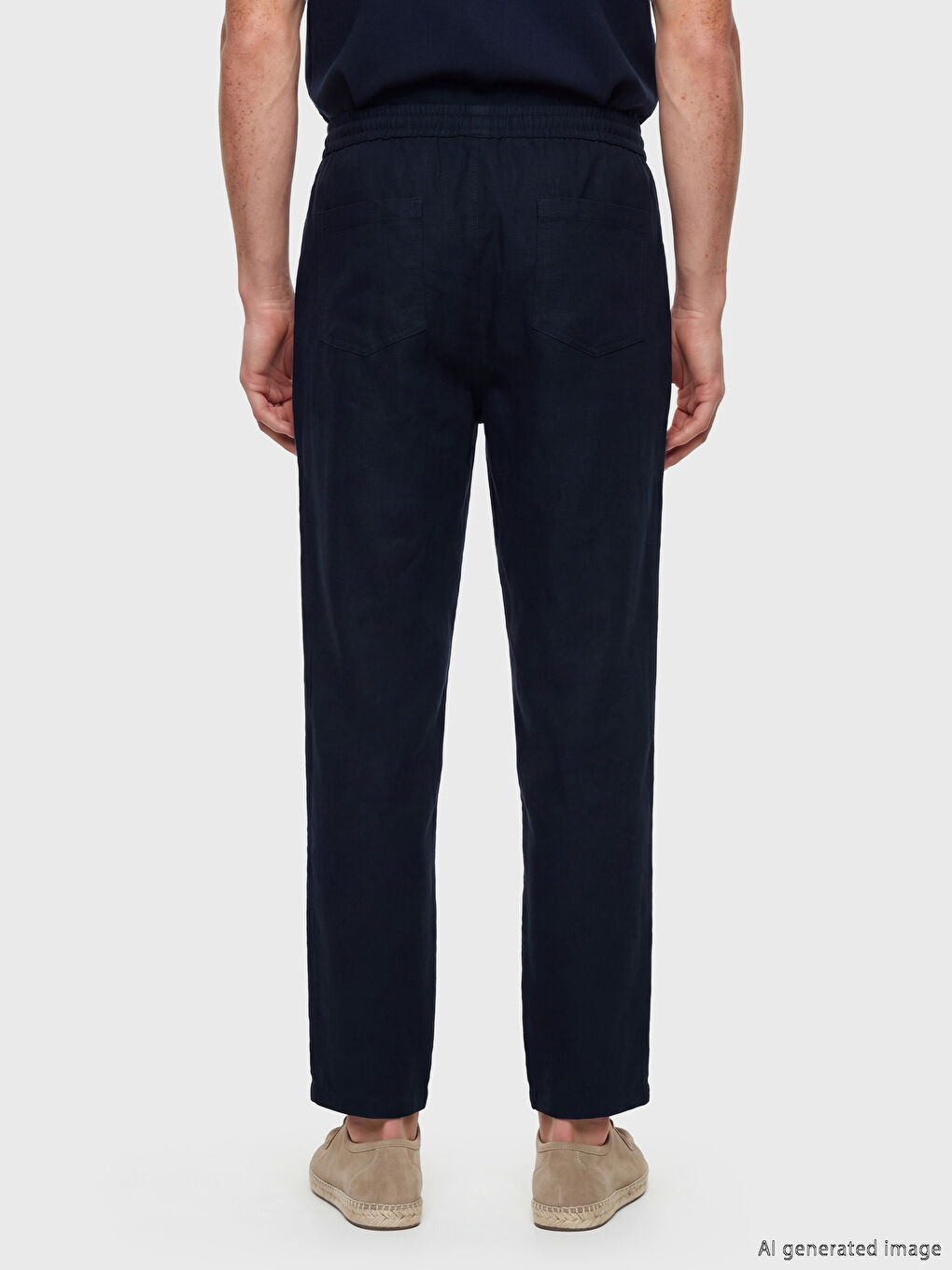 Regular Fit %100 Linen Men's Trousers-3