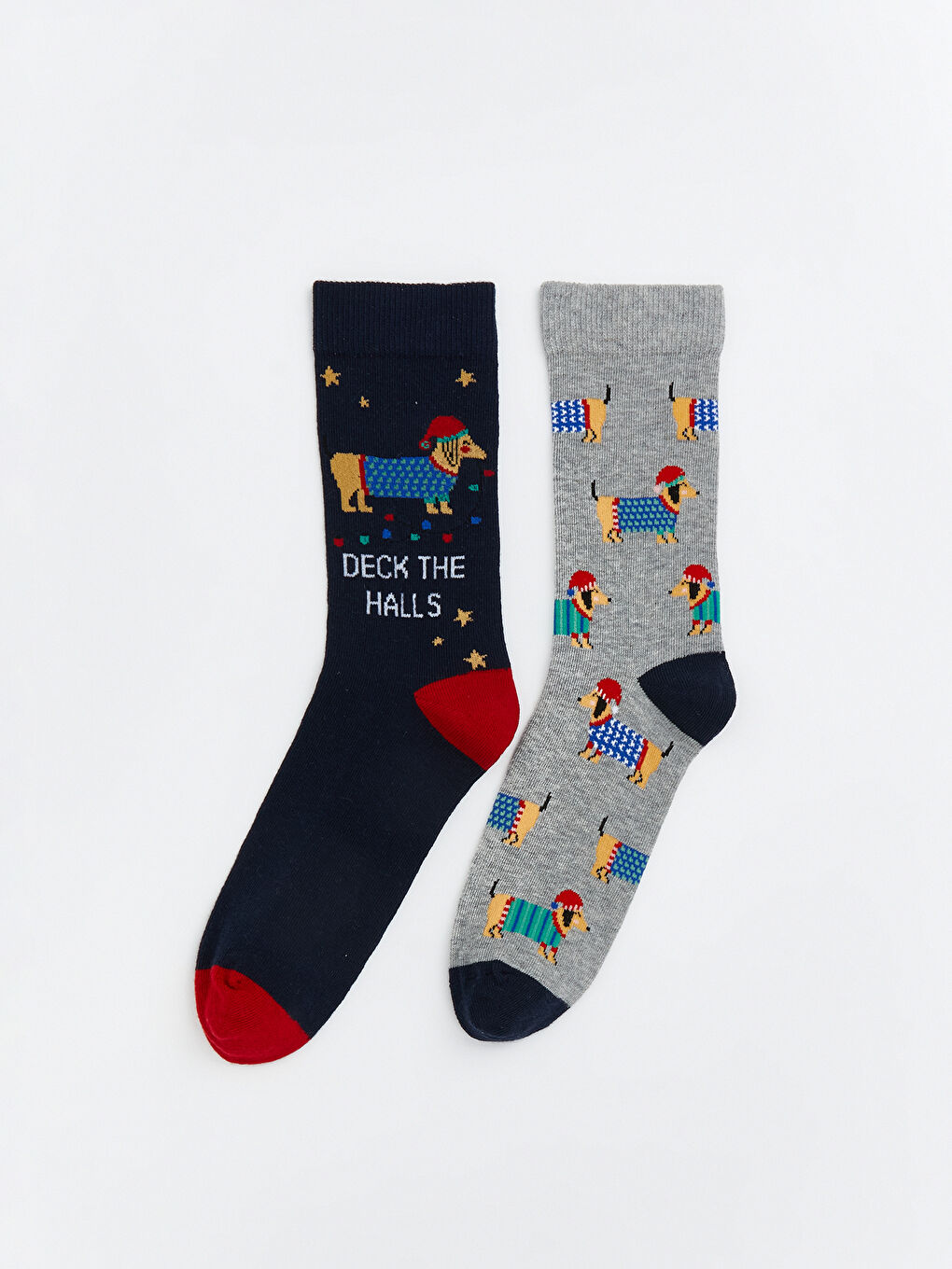 Kırmızı Yılbaşı Temalı Kadın Soket Çorap 2'li