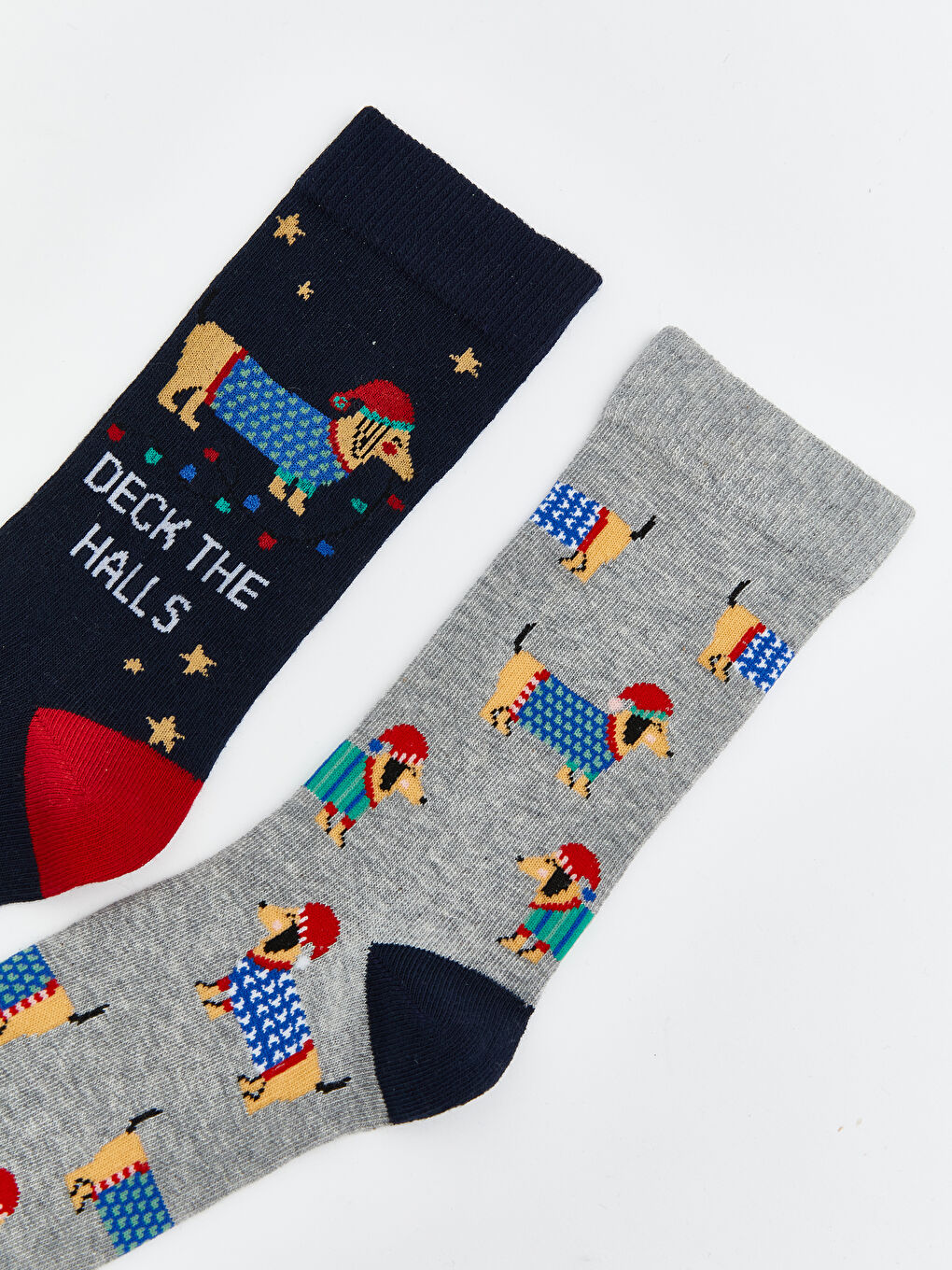 Kırmızı Yılbaşı Temalı Kadın Soket Çorap 2'li-1