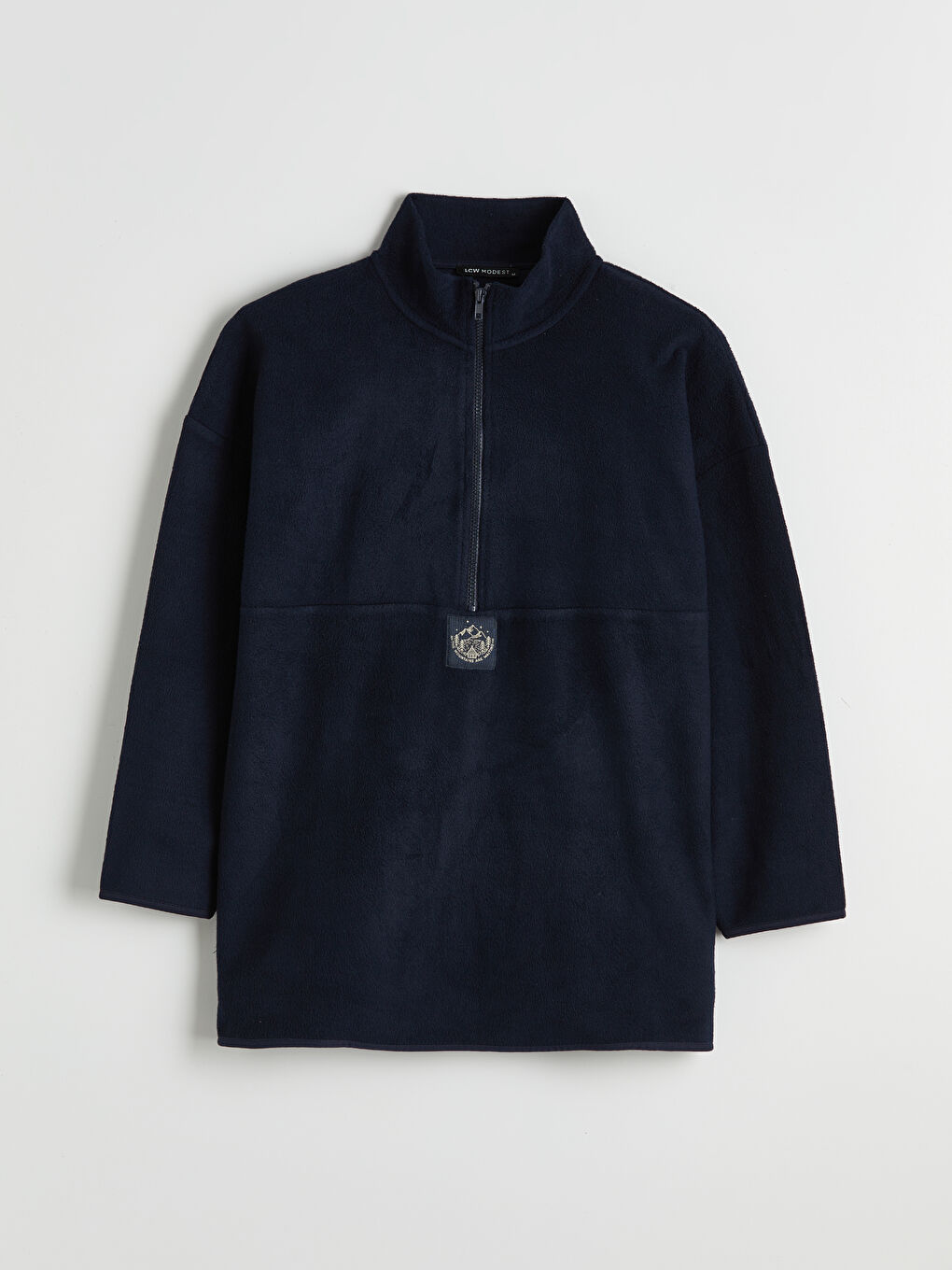 Lacivert Baskılı Oversize Kadın Pelüş Sweatshirt Tunik