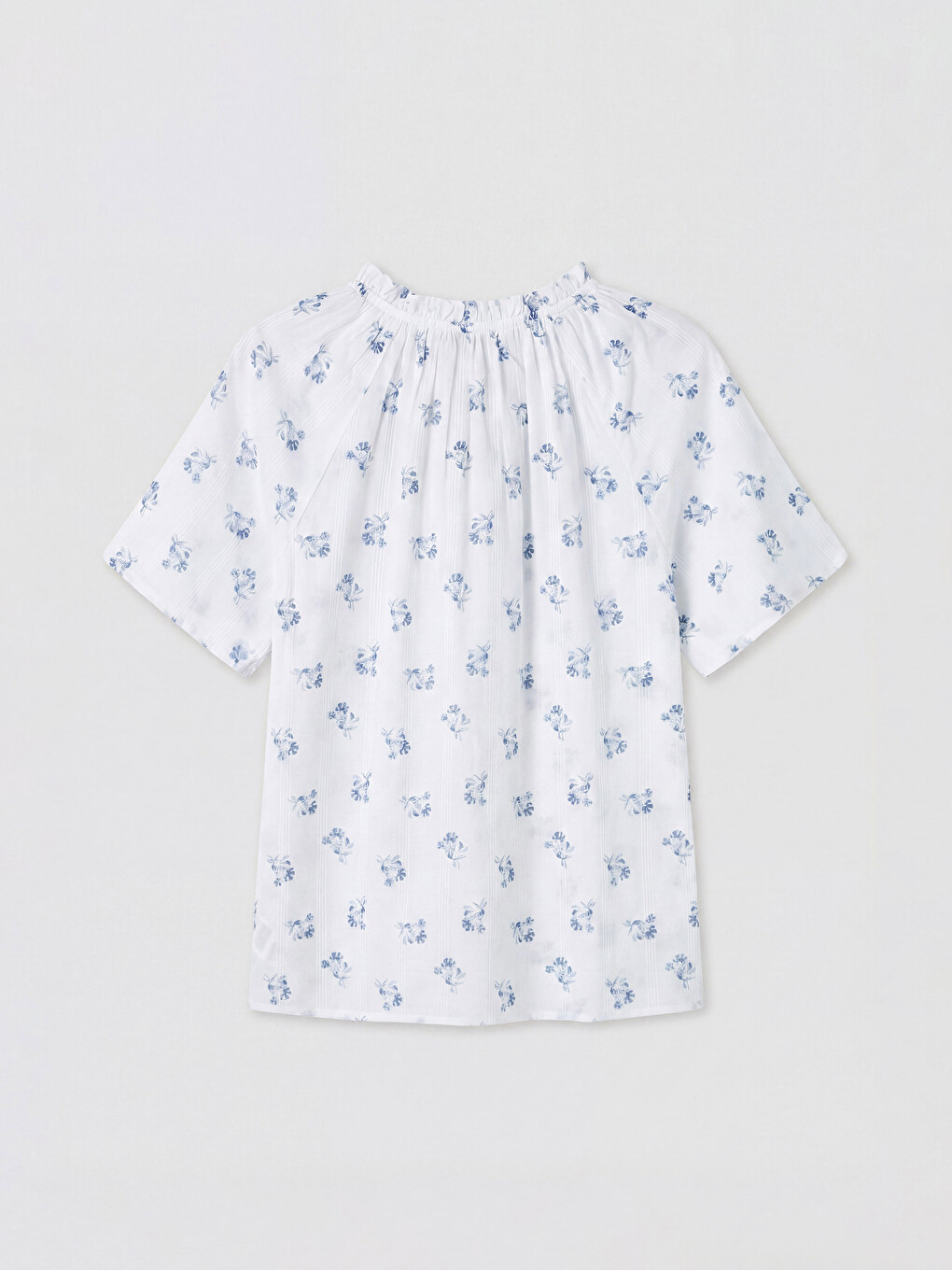 Tie Neck 100% Cotton Floral Blouse-5