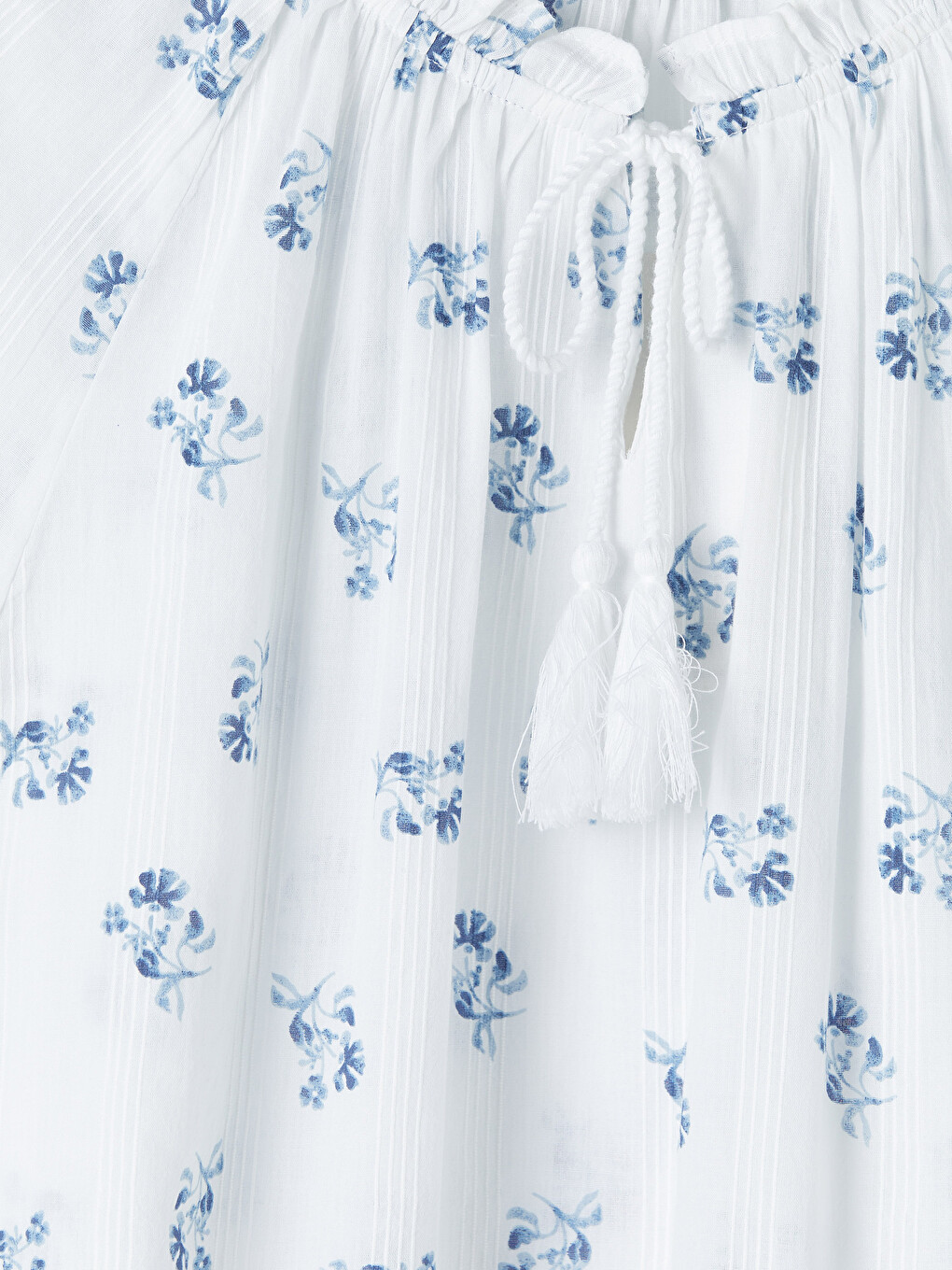 Tie Neck 100% Cotton Floral Blouse-6