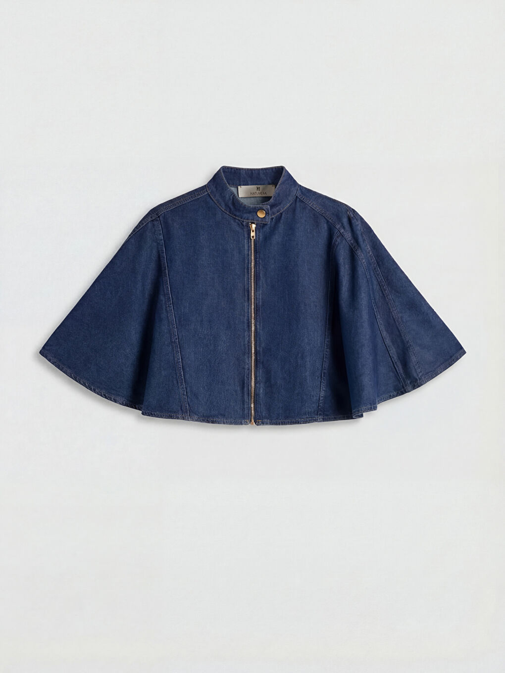 Lacivert Dik Yaka Kadın Jean Panço-8