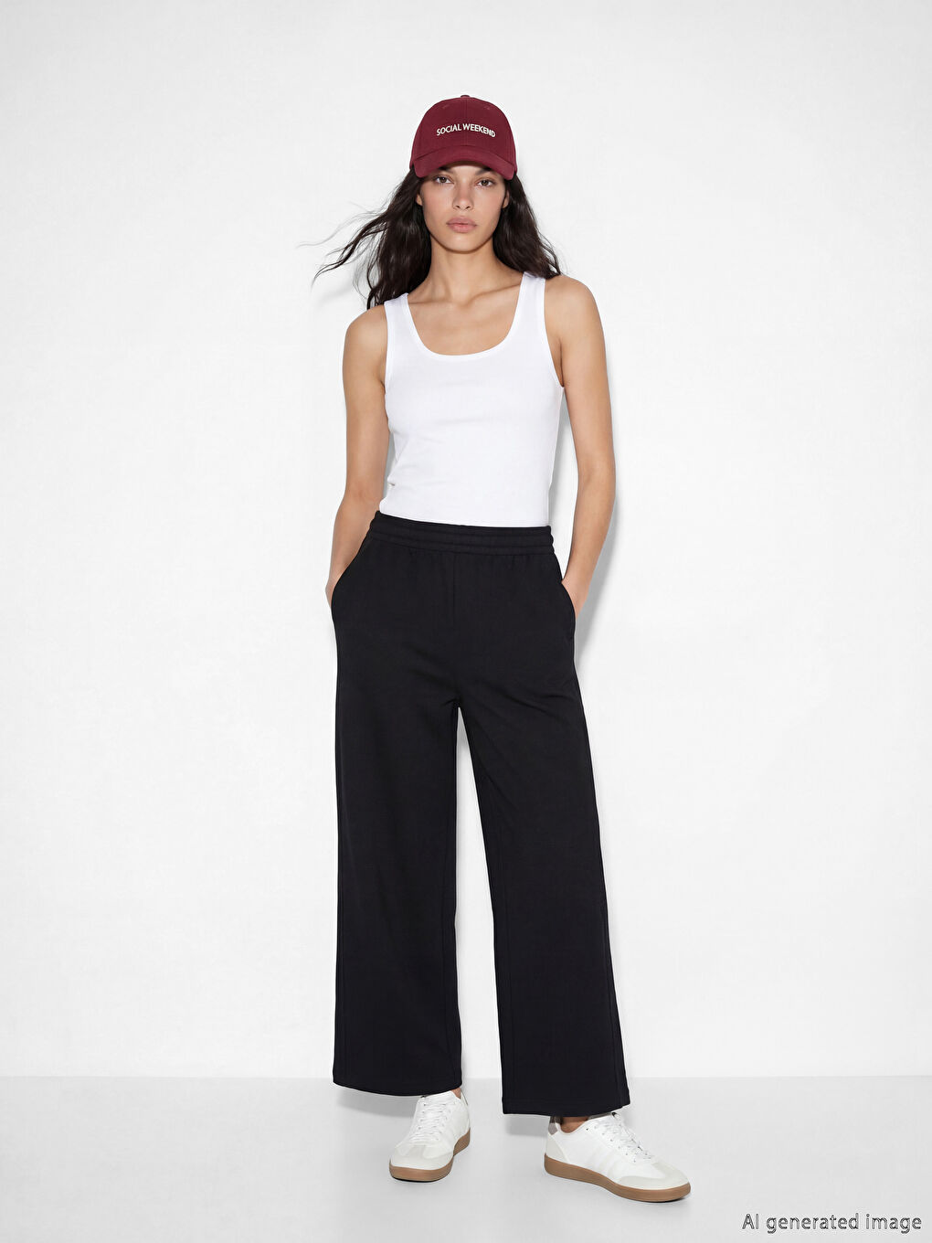 Siyah Beli Lastikli Kadın Kalın Eşofman Altı	