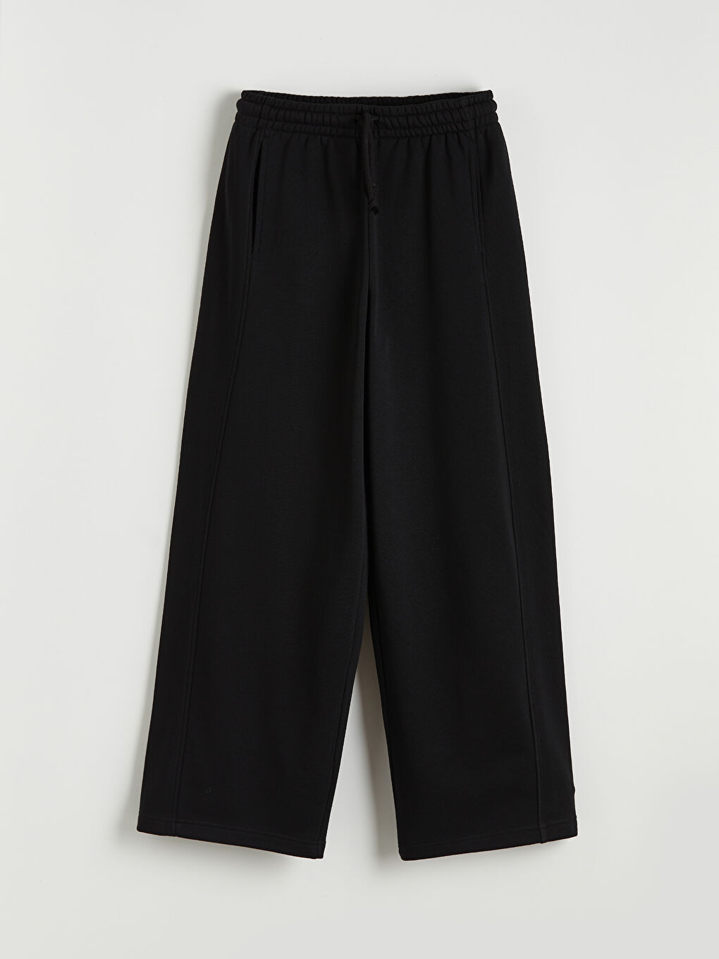 Siyah Beli Lastikli Kadın Kalın Eşofman Altı	