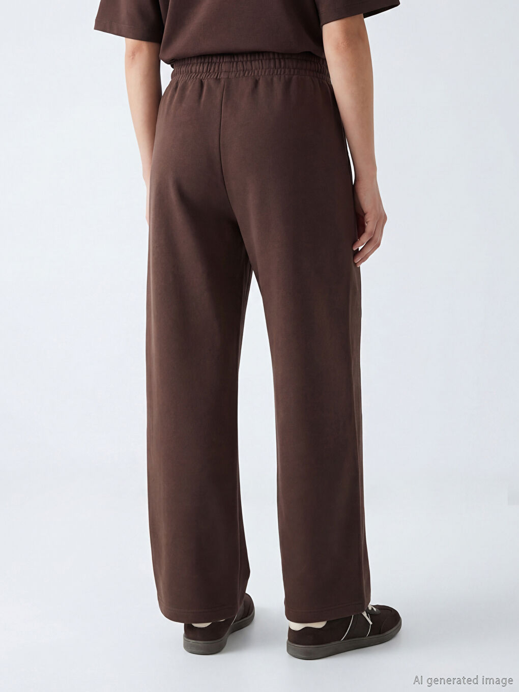 Kahverengi Beli Lastikli Kadın Kalın Eşofman Altı	-3