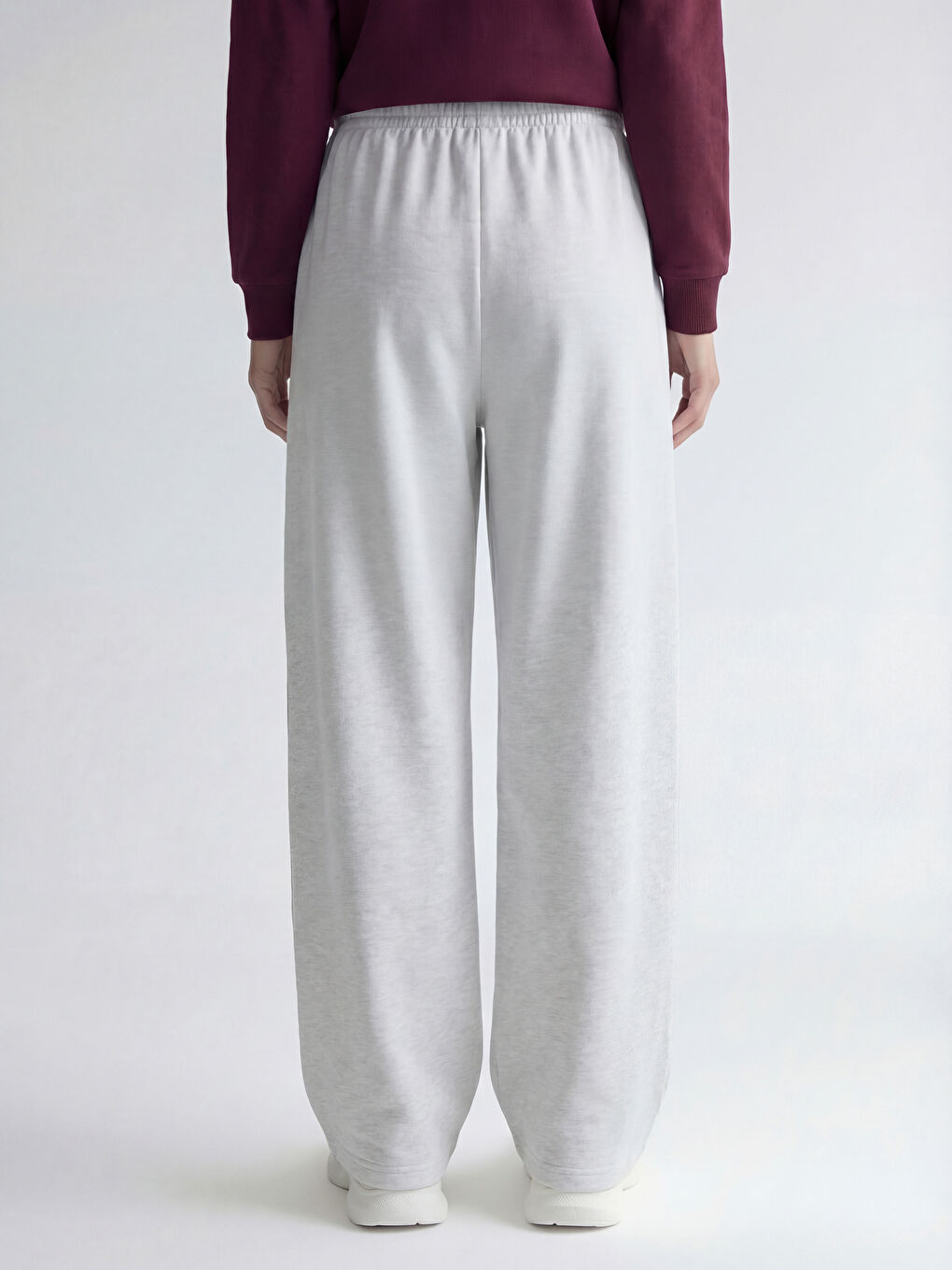 Gri Beli Lastikli Kadın Kalın Eşofman Altı	-3