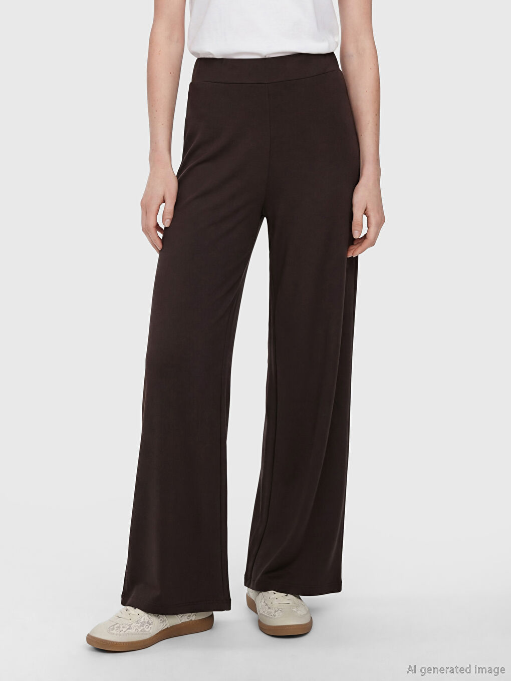 Kahverengi Beli Lastikli Soft Touch Kadın Eşofman Altı-1