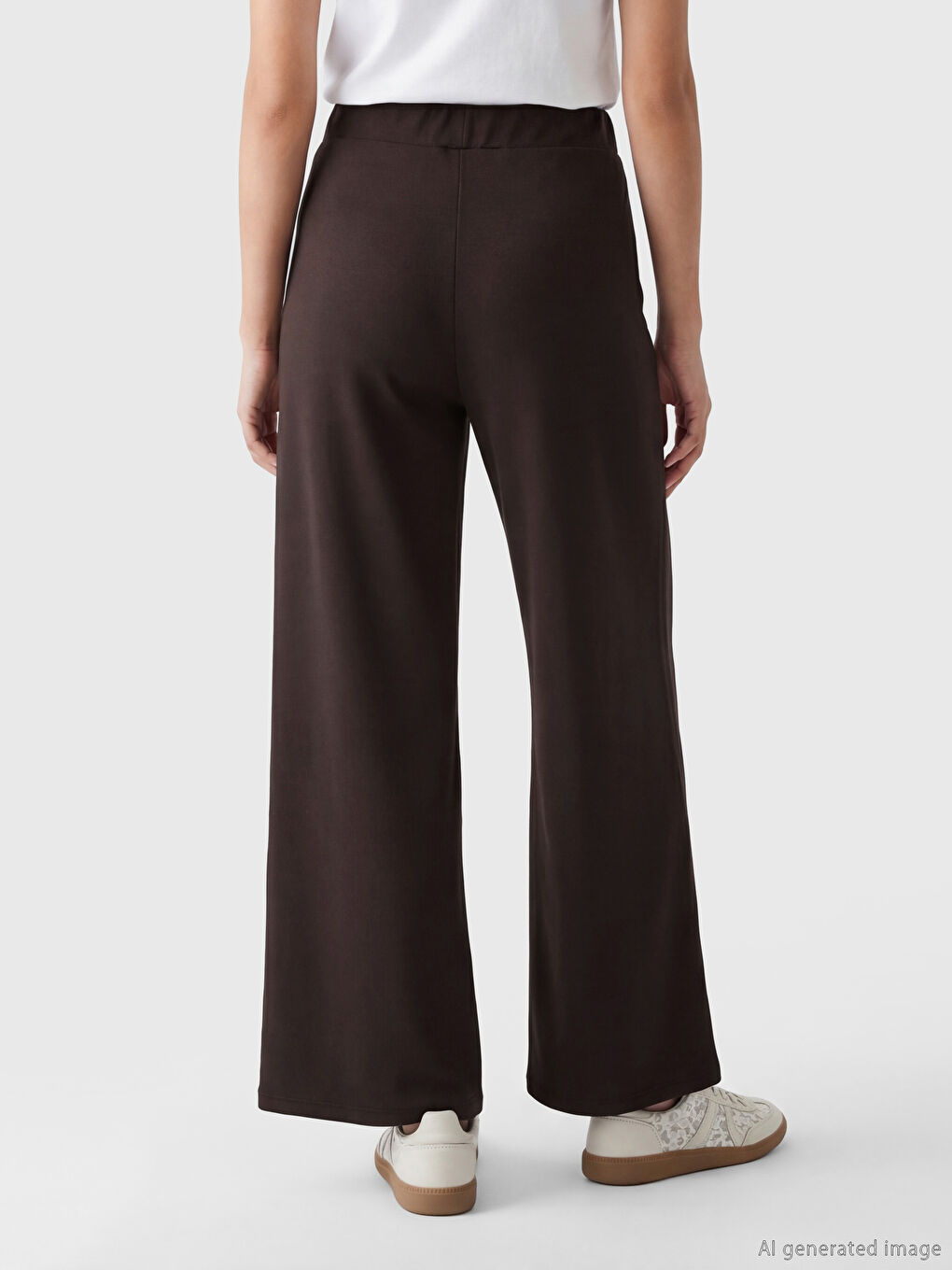 Kahverengi Beli Lastikli Soft Touch Kadın Eşofman Altı-2