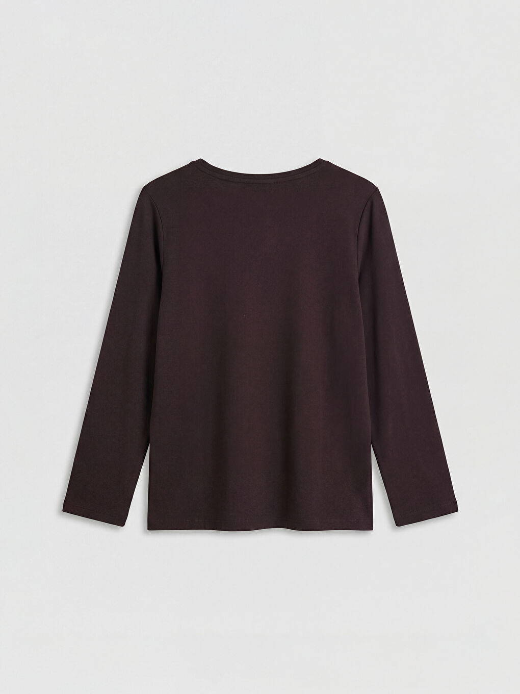 Kahverengi Bisiklet Yaka Desenli Kadın Tişört	-1