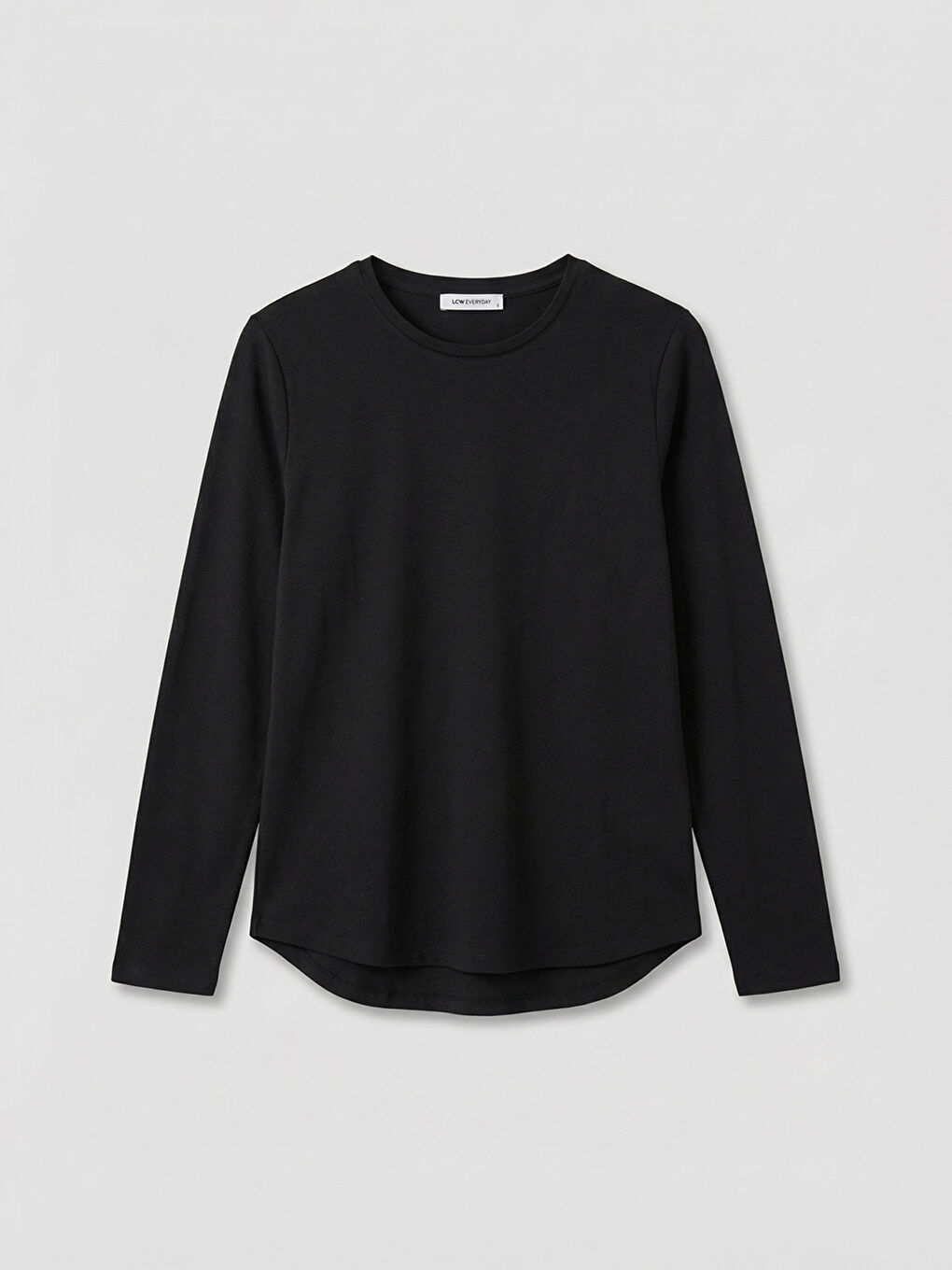 Siyah Bisiklet Yaka Kadın Tişört