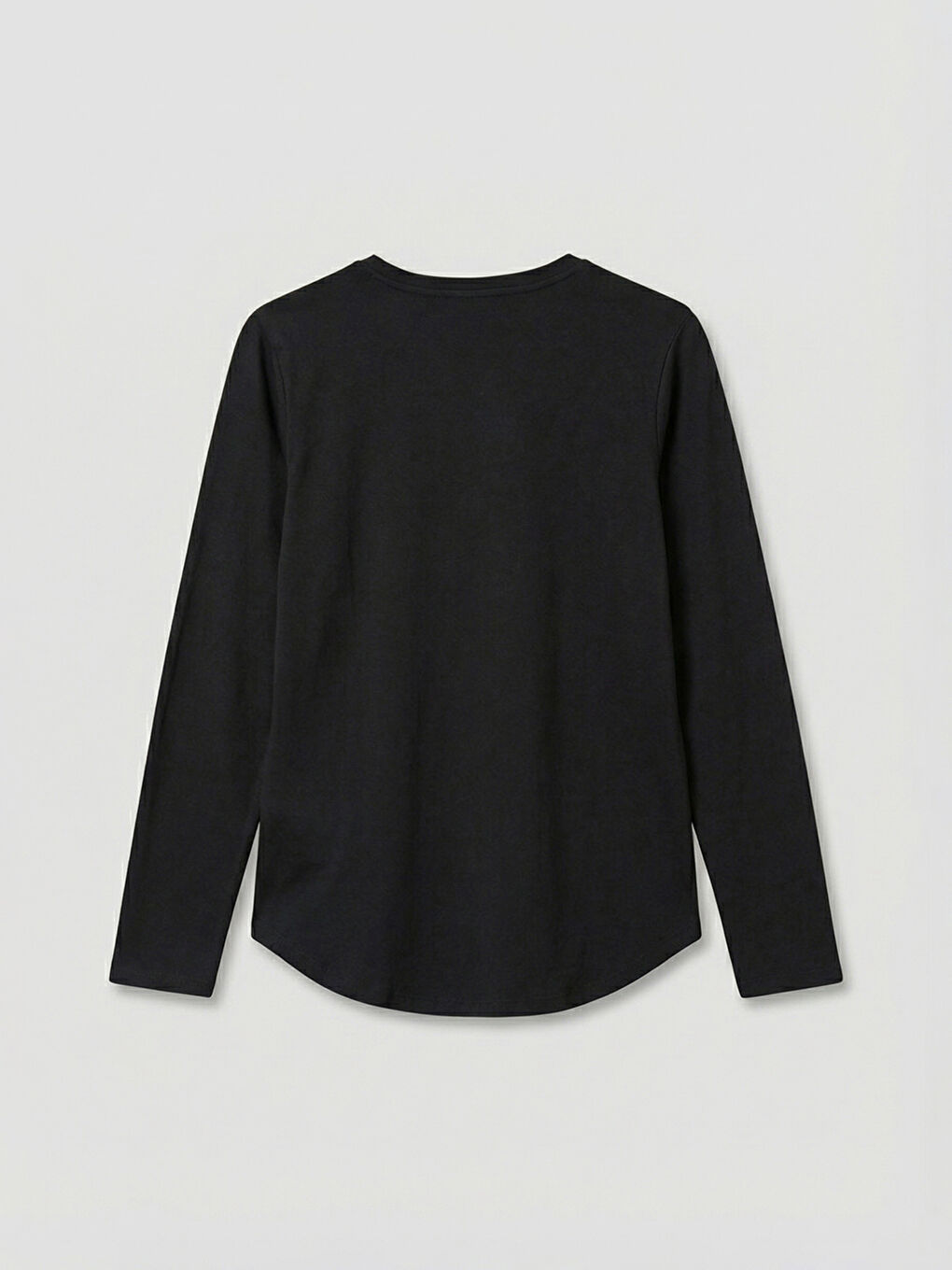 Siyah Bisiklet Yaka Kadın Tişört-1