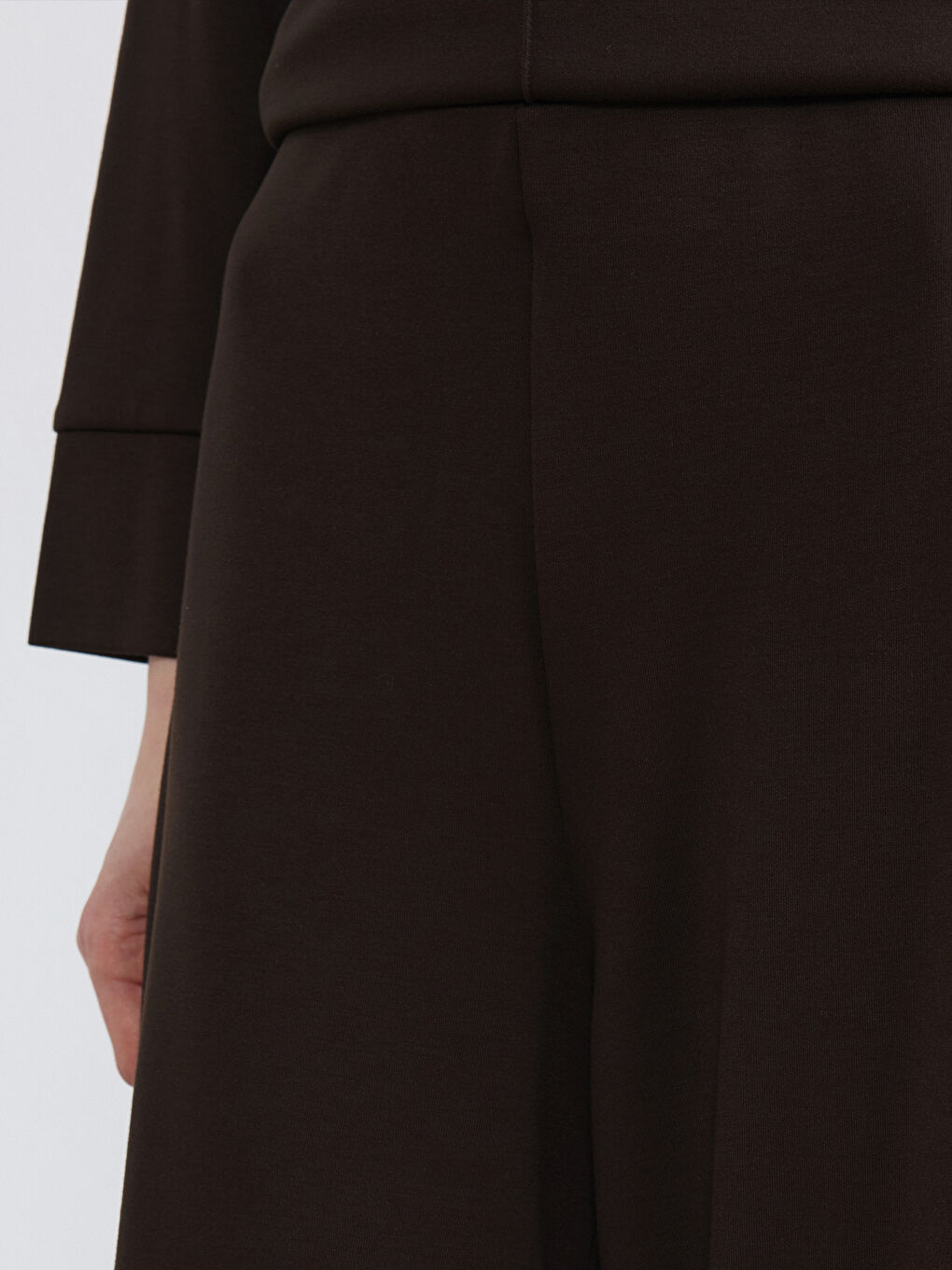 Kahverengi Beli Lastikli Soft Touch Kadın Eşofman Altı-2