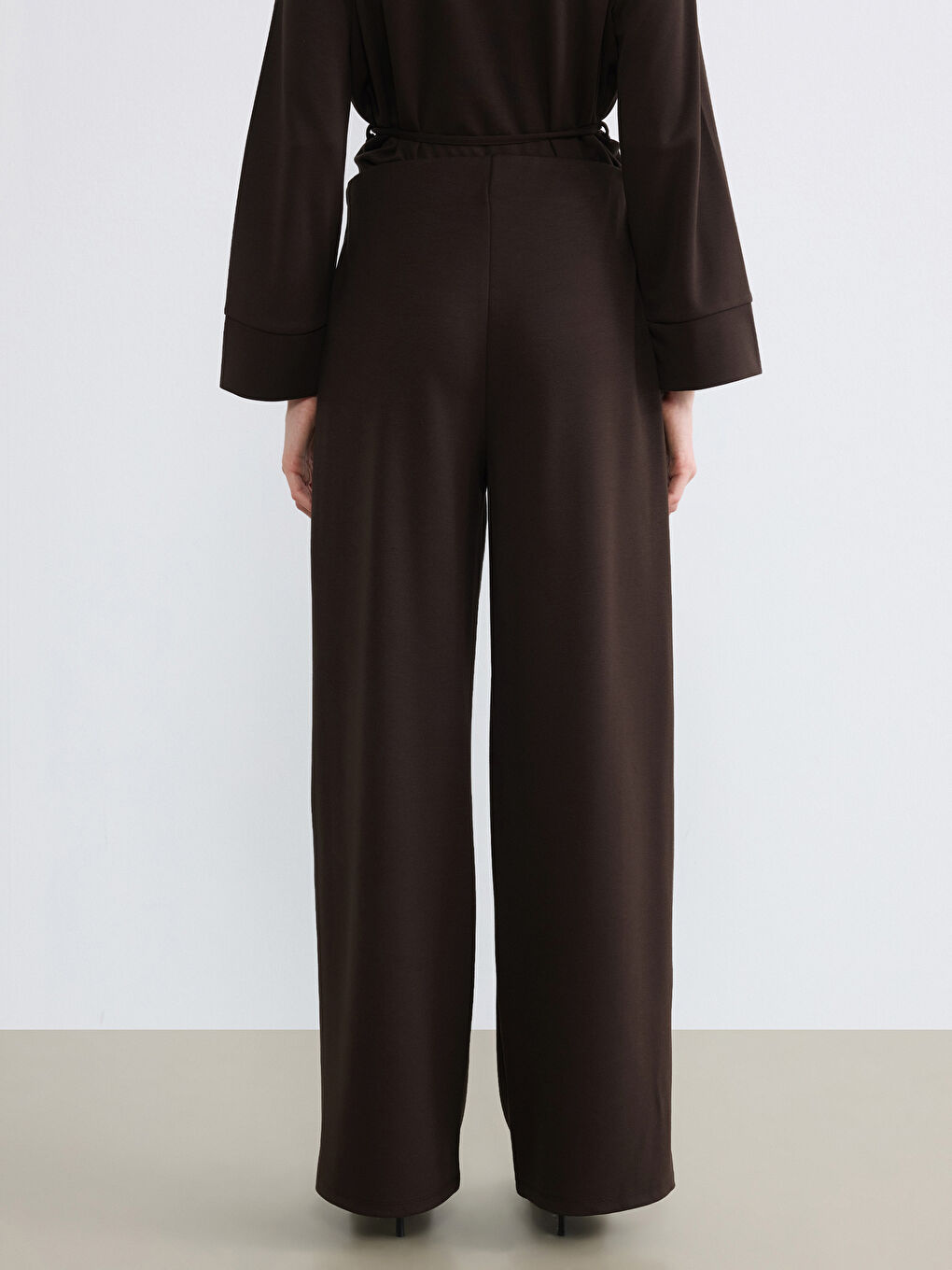 Kahverengi Beli Lastikli Soft Touch Kadın Eşofman Altı-3