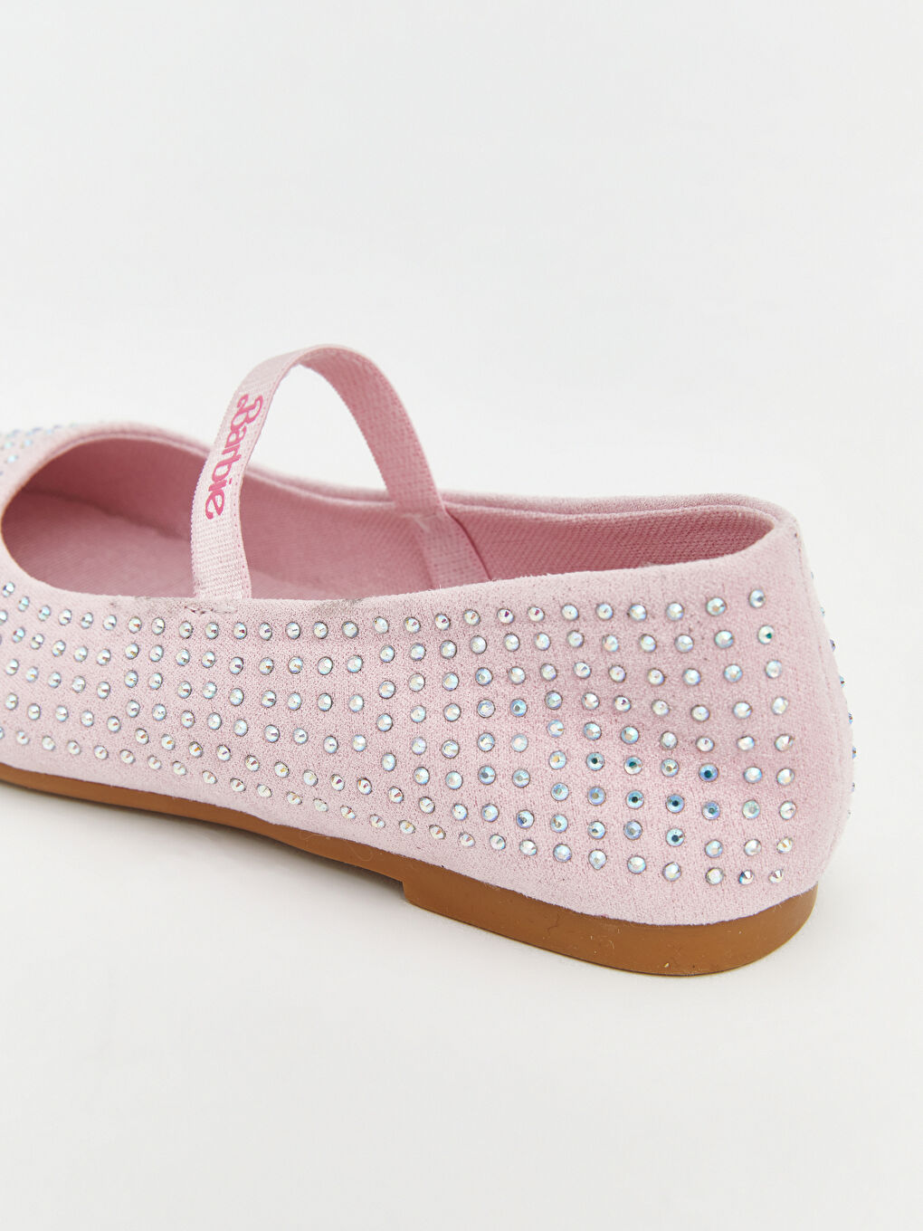 Pembe Barbie Baskılı Taşlı Kız Bebek Babet -4