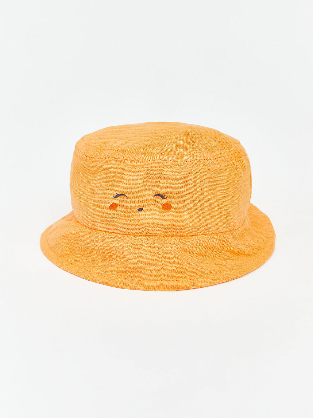 Turuncu Yüz Figürlü Kız Bebek Bucket Şapka