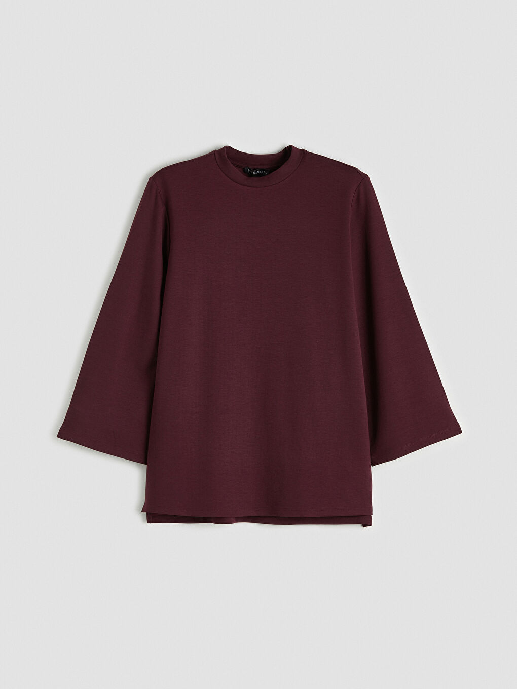 Mürdüm Dik Yaka Oversize Kadın Sweatshirt Tunik