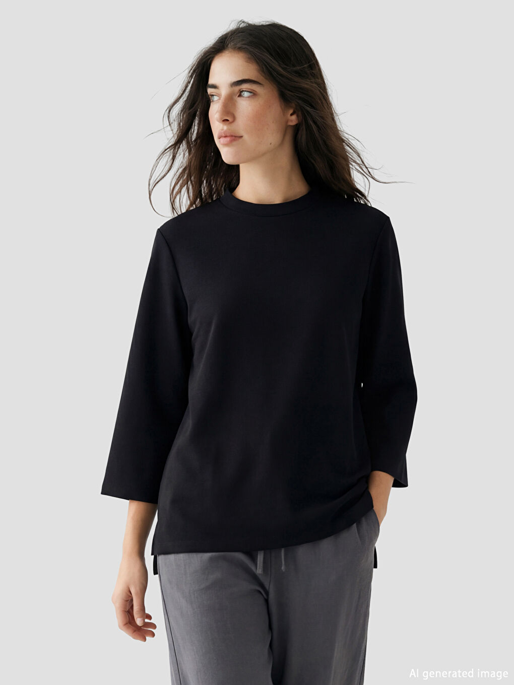 Mock Neck Oversized Women's Sweatshirt Tunic