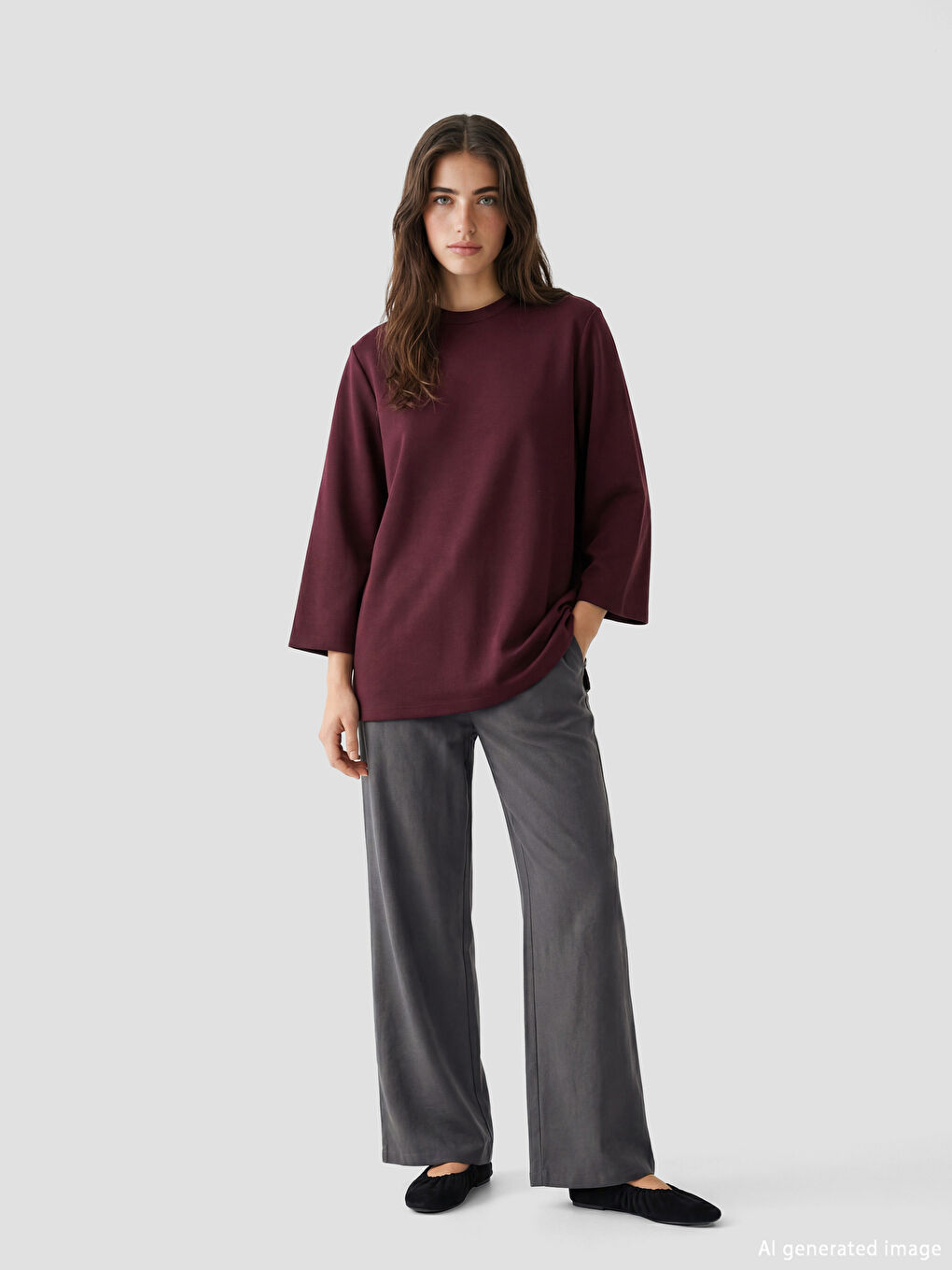 Mock Neck Oversized Women's Sweatshirt Tunic-1