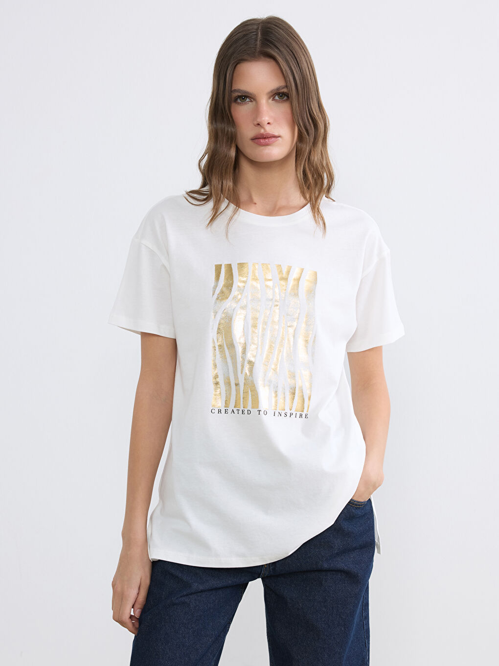 Crew Neck Printed Women's T-Shirt
