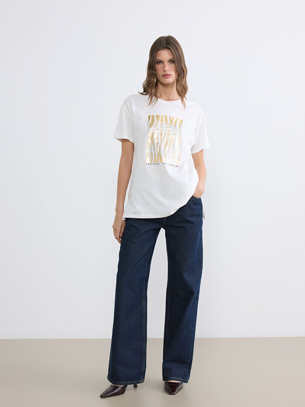 Crew Neck Printed Women's T-Shirt-1