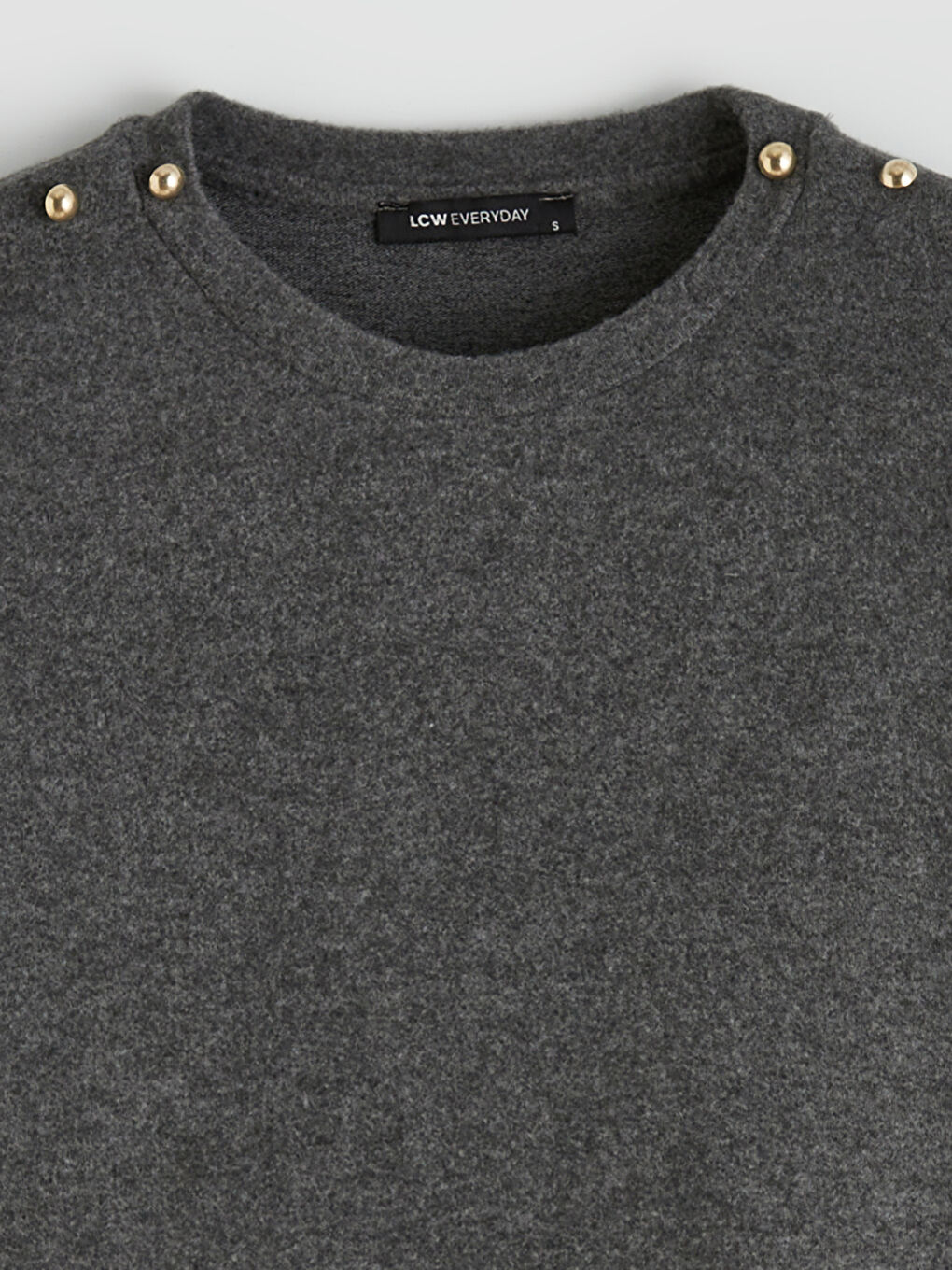 Antrasit Bisiklet Yaka Aplike Detaylı Bluz-1