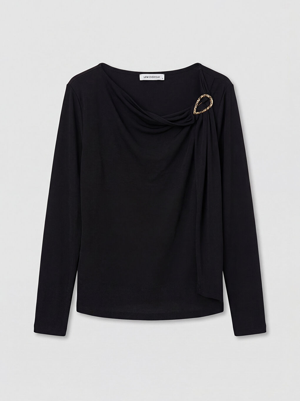 Siyah Kayık Yaka Büzgülü Kadın Body-4