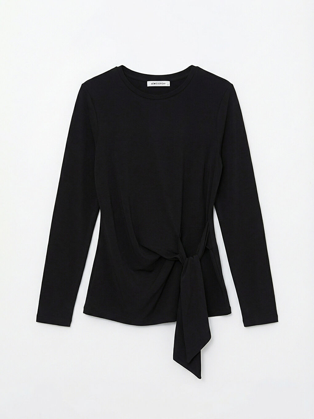 Siyah Bisiklet Yaka Bağlama Detaylı Kadın Body-4