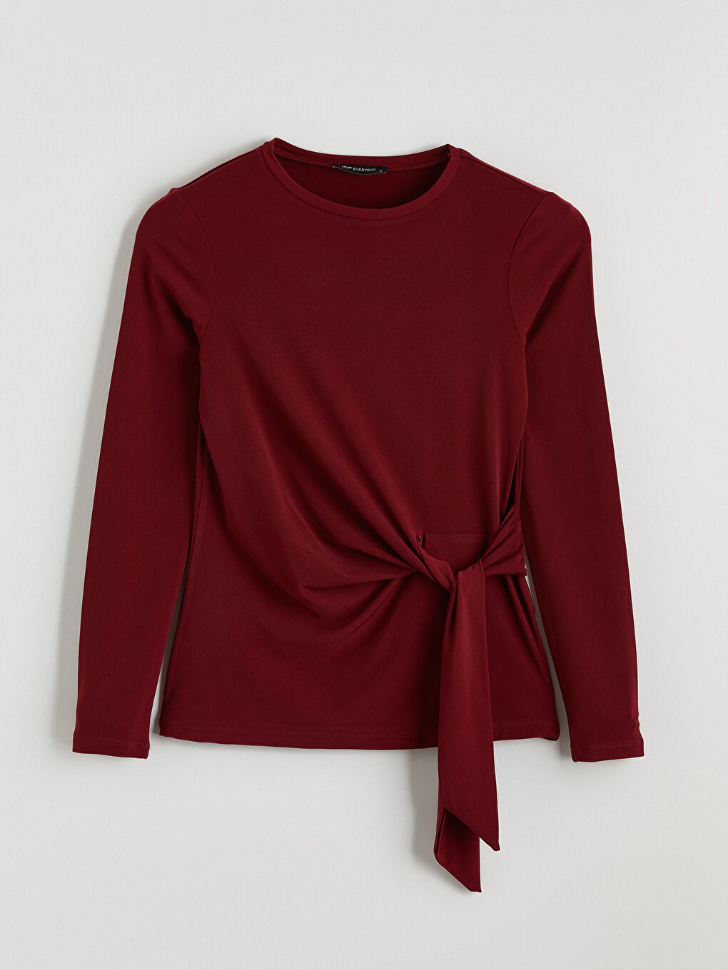 Bordo Bisiklet Yaka Bağlama Detaylı Kadın Body