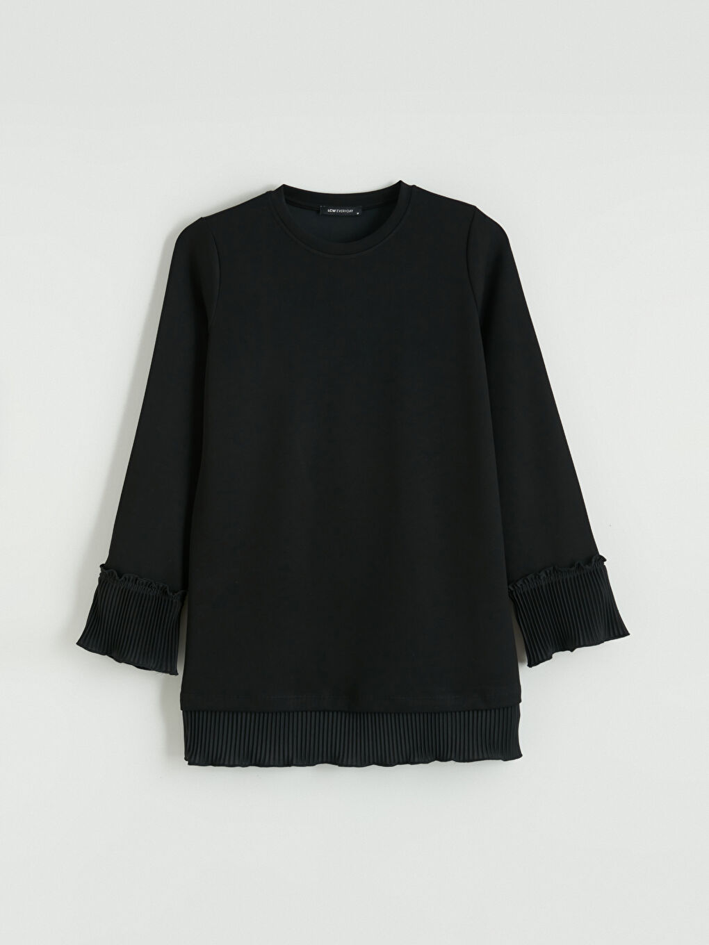 Siyah Bisiklet Yaka Soft Touch Kadın Tunik