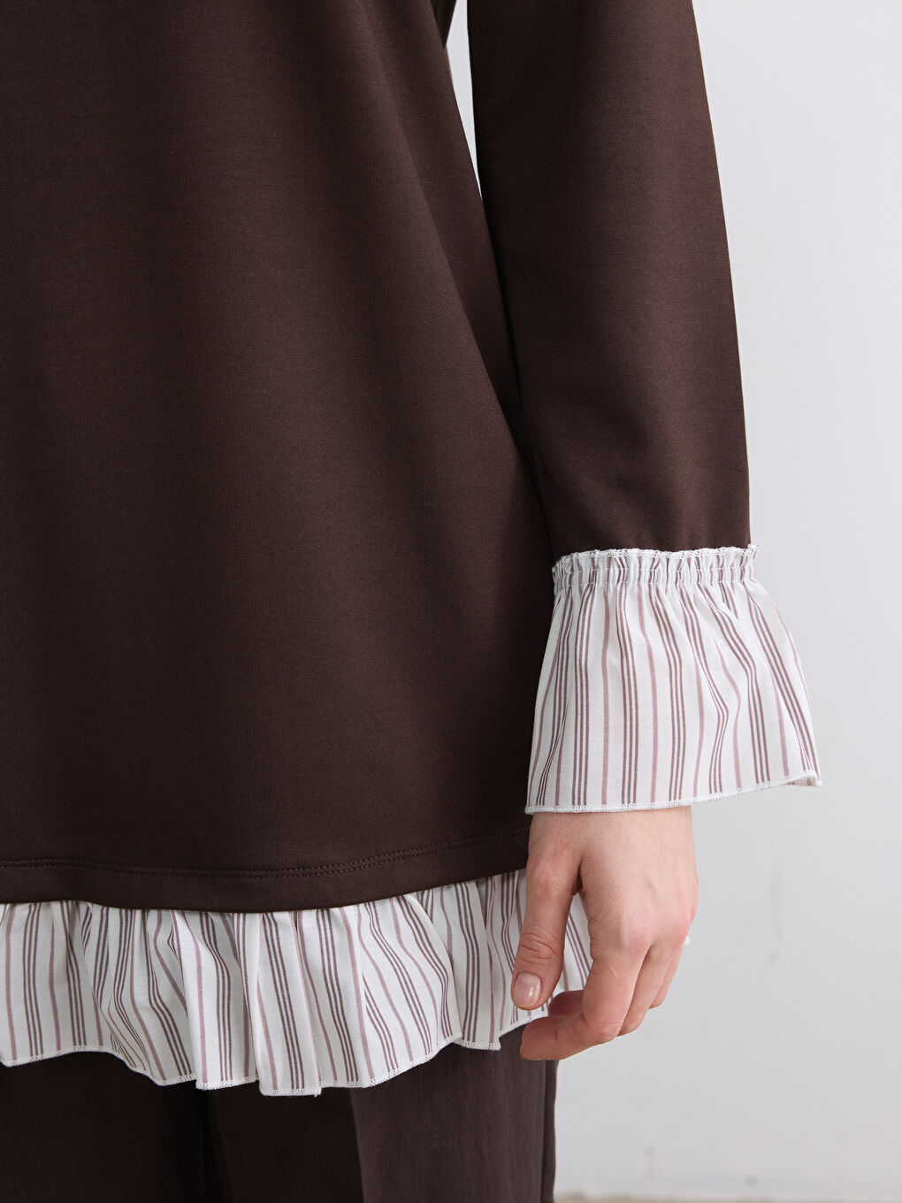 Kahverengi Bisiklet Yaka Soft Touch Kadın Tunik-2