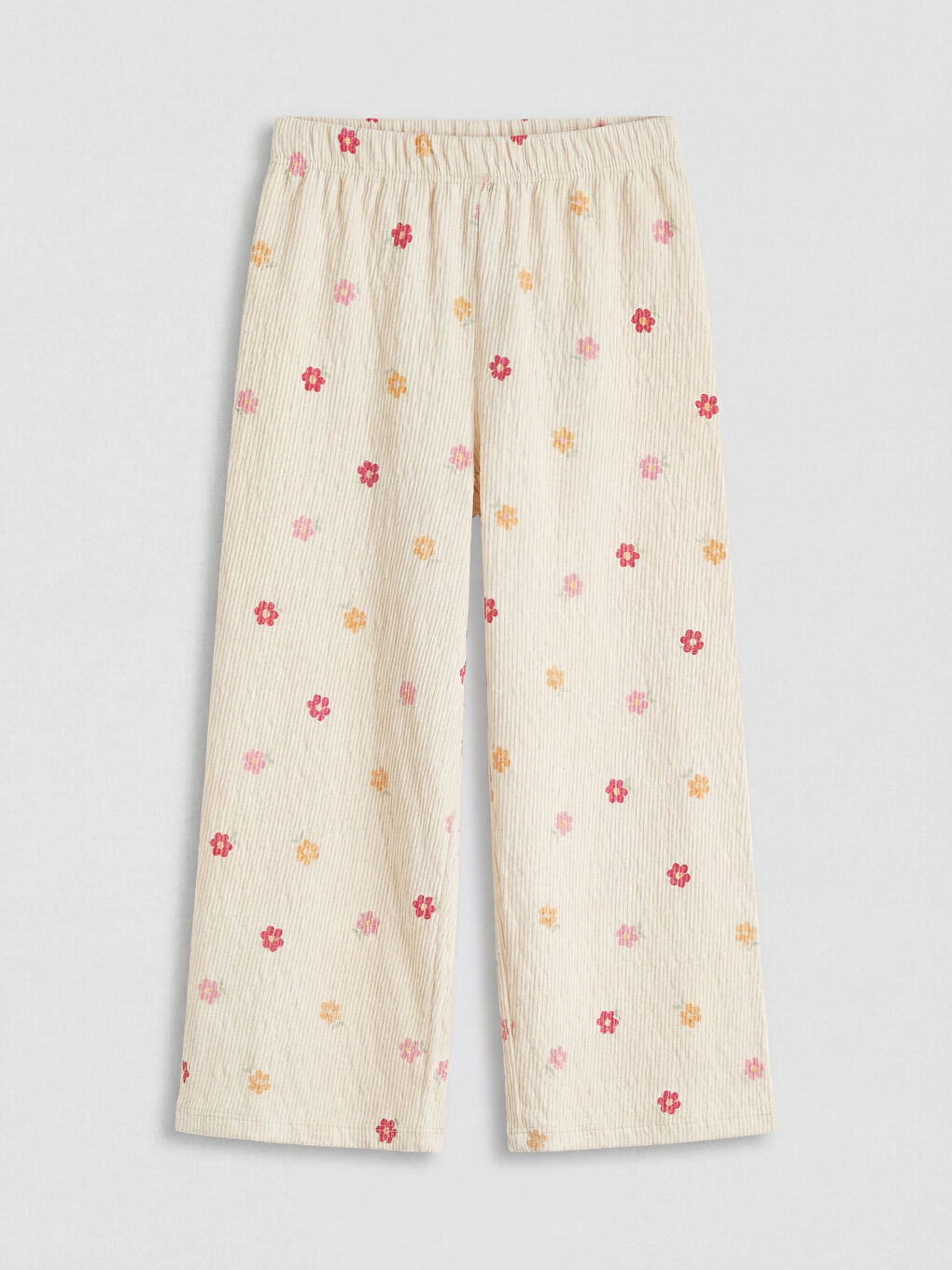 Ekru Çiçekli Kız Çocuk Tişört ve Pantolon-3
