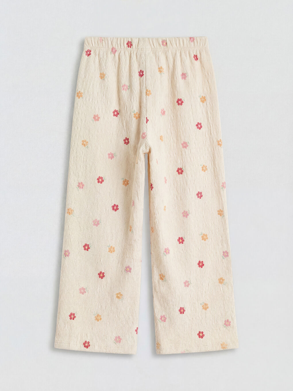 Ekru Çiçekli Kız Çocuk Tişört ve Pantolon-4