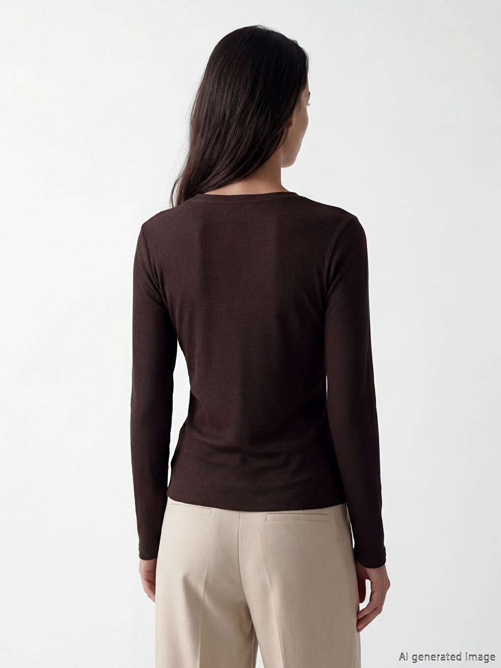 Kahverengi Bisiklet Yaka Fırfırlı Bluz-2