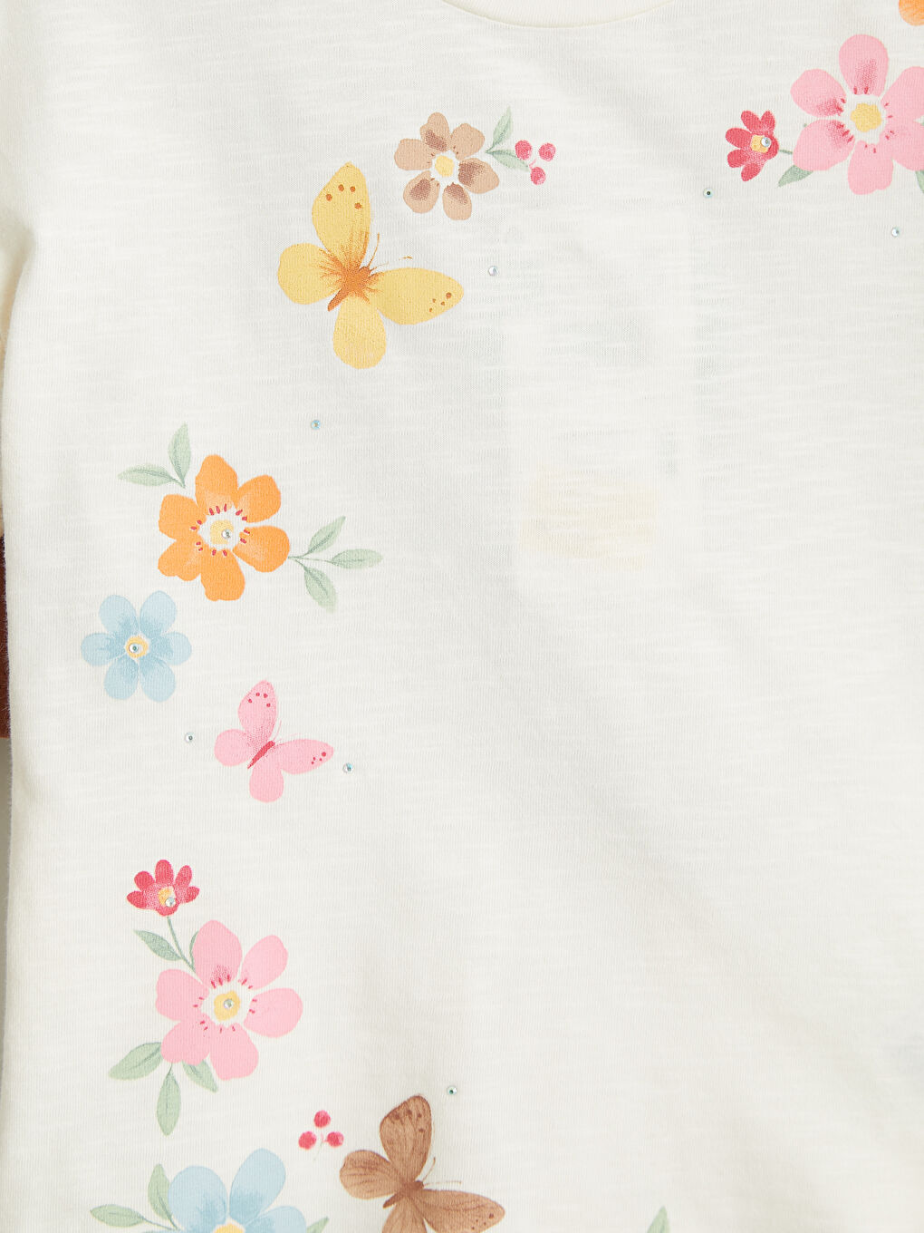 Ekru Çiçekli Kız Çocuk Takım-5