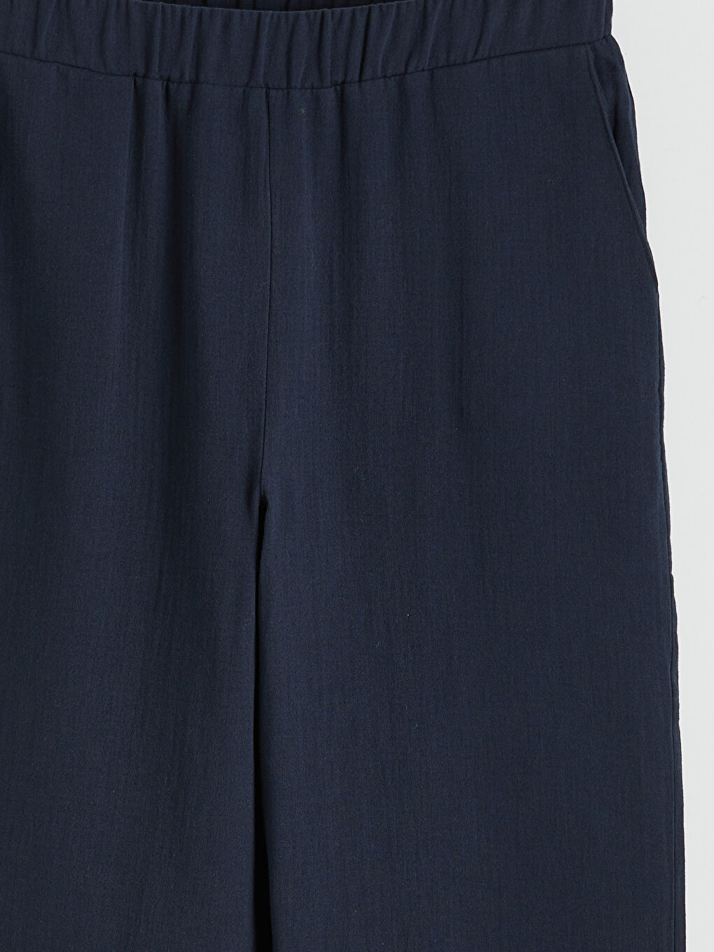 Lacivert Beli Lastikli Geniş Paça Kadın Pantolon-1