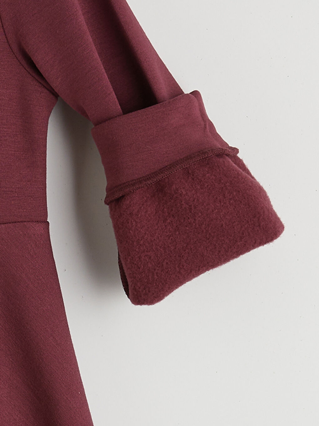 Bordo Bisiklet Yaka Baskılı Kız Çocuk Elbise-3