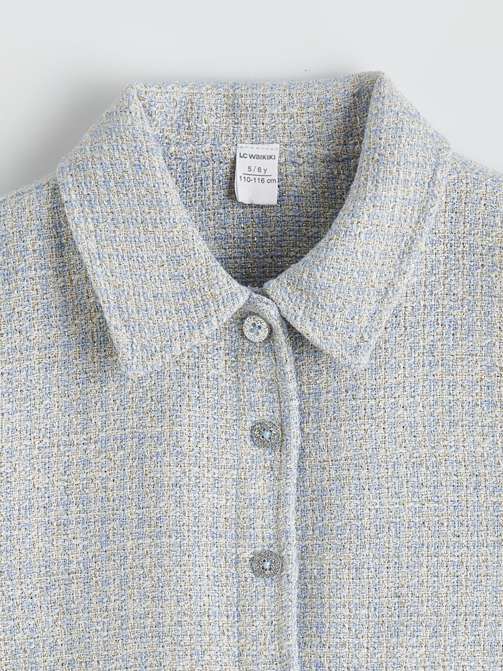 Mavi Gömlek Yaka Kız Çocuk Tüvit Ceket-1